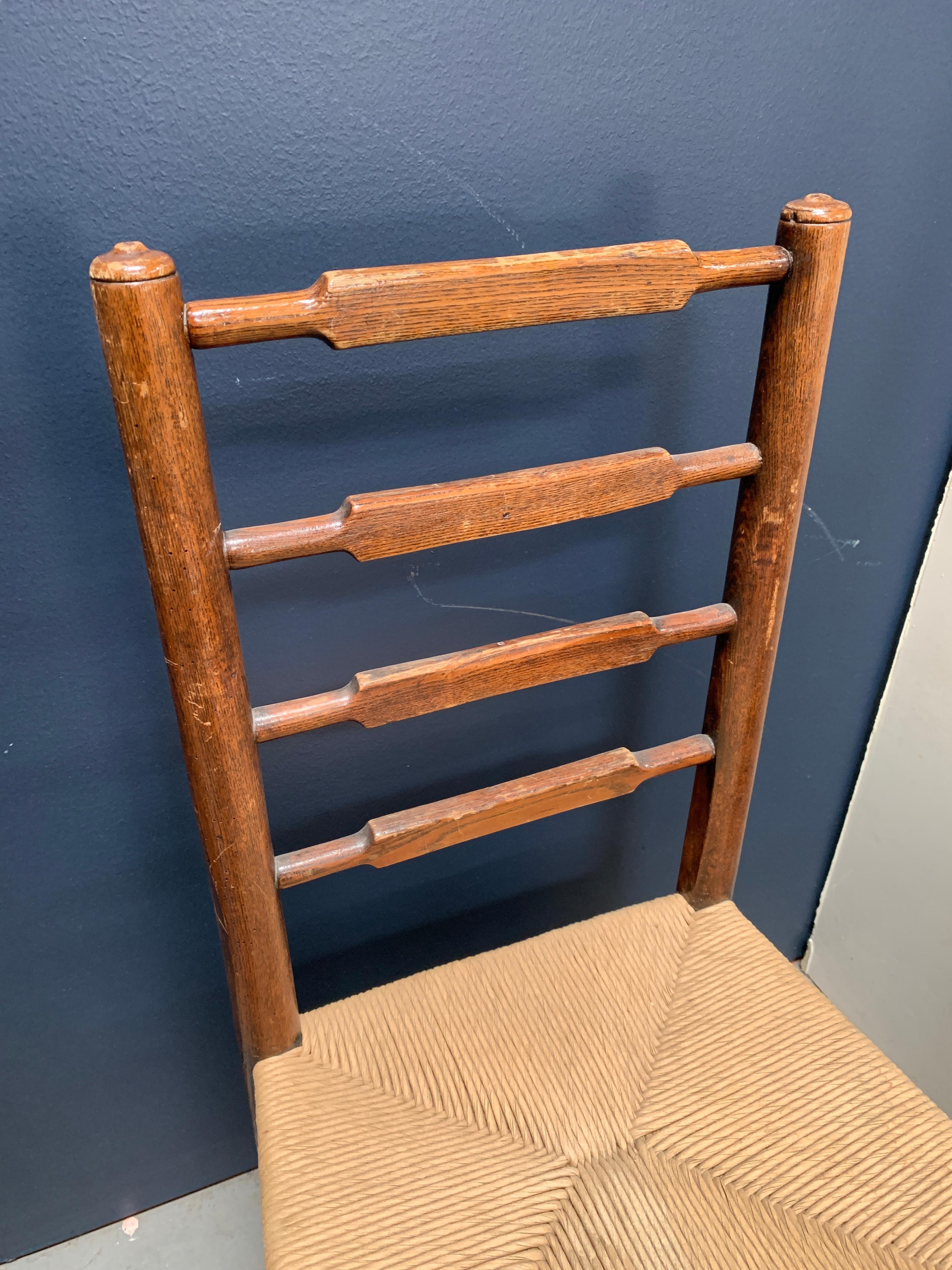 French Provincial Rush Seat Ladder Back Dining Chair In Good Condition In Los Angeles, CA