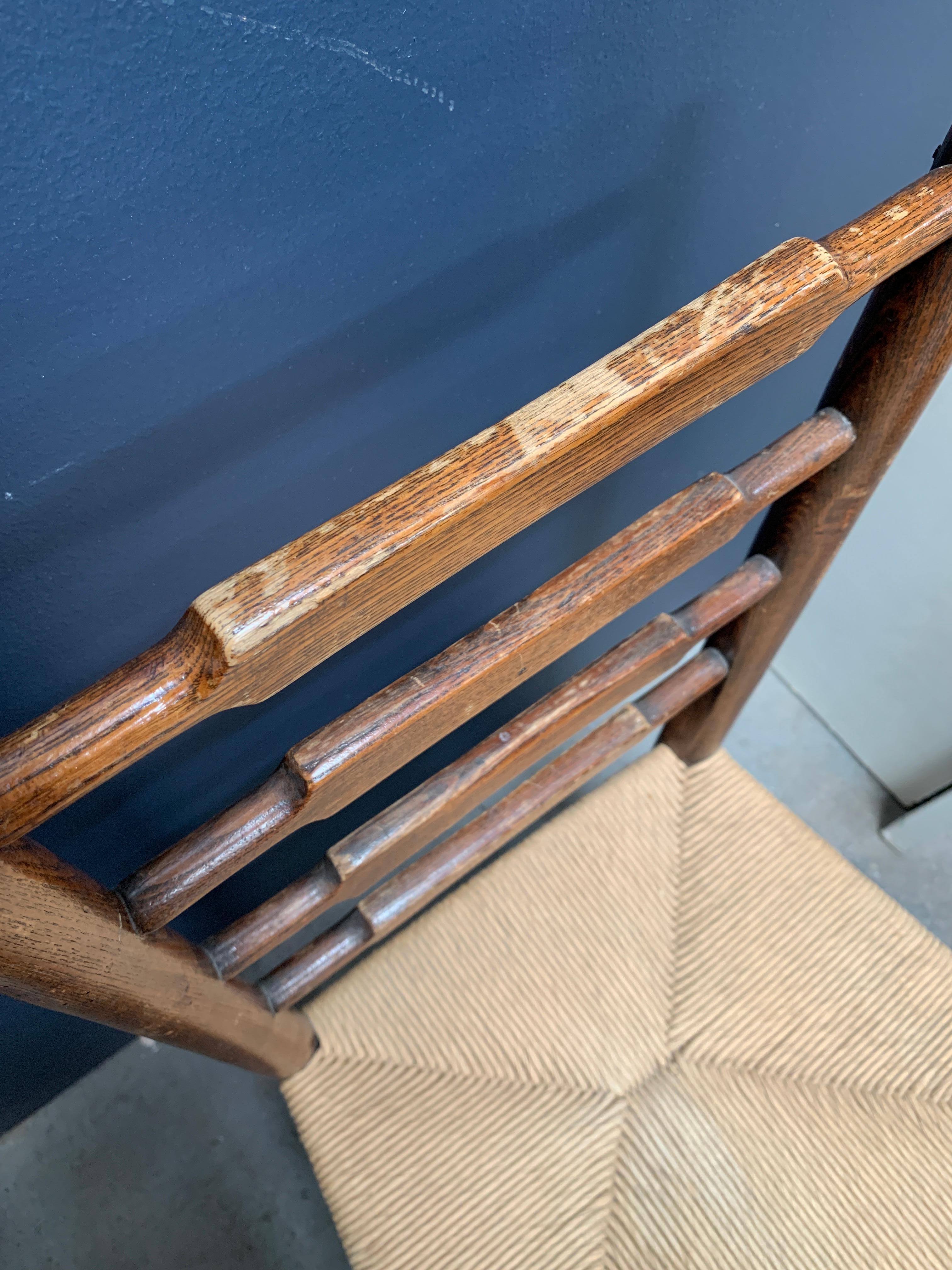 Mid-20th Century French Provincial Rush Seat Ladder Back Dining Chair