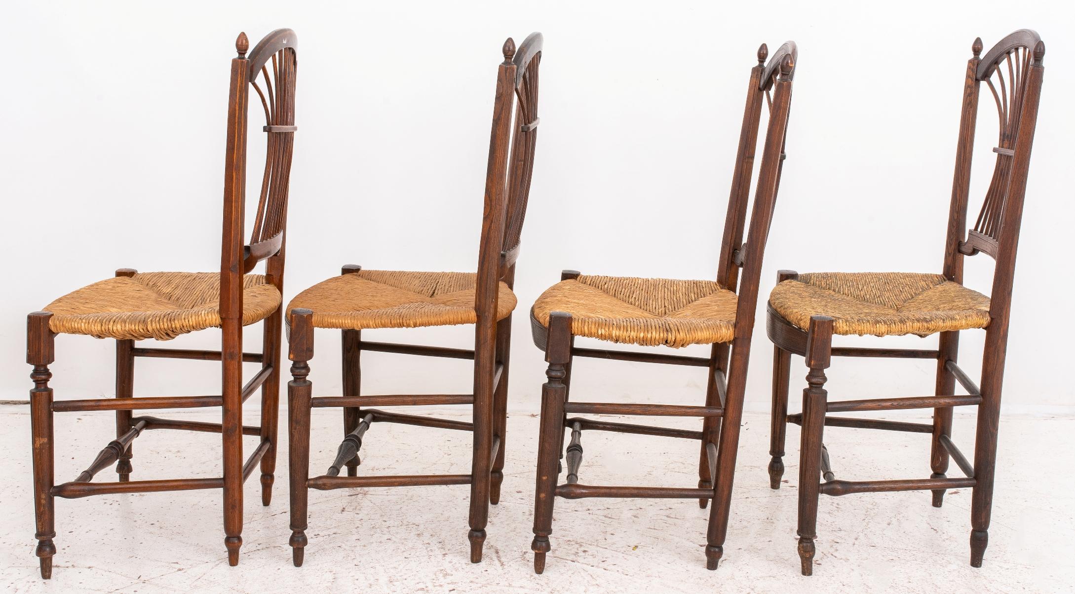 French Provincial Rush Seated Side Chairs, Set of 4 In Good Condition For Sale In New York, NY