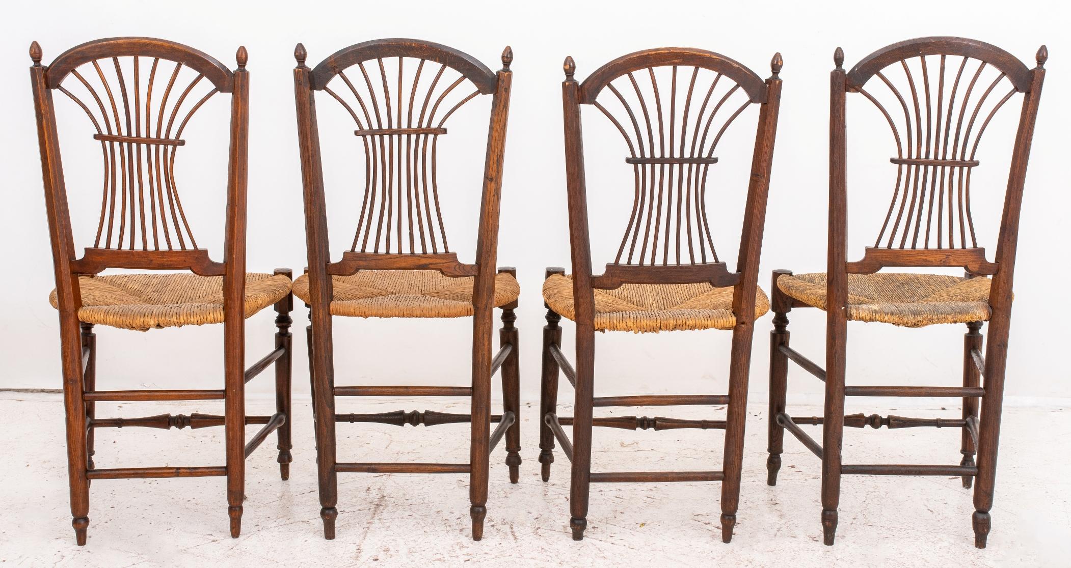 19th Century French Provincial Rush Seated Side Chairs, Set of 4 For Sale