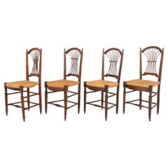 French Provincial Rush Seated Side Chairs, Set of 4