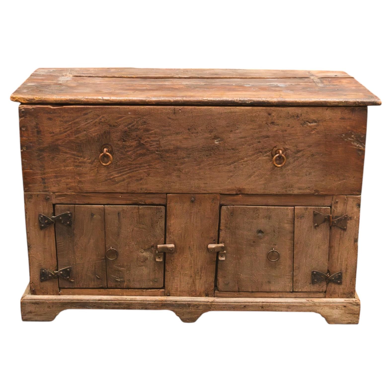 French Provincial Rustic Buffet Cabinet in Solid Wood, Circa 1900
