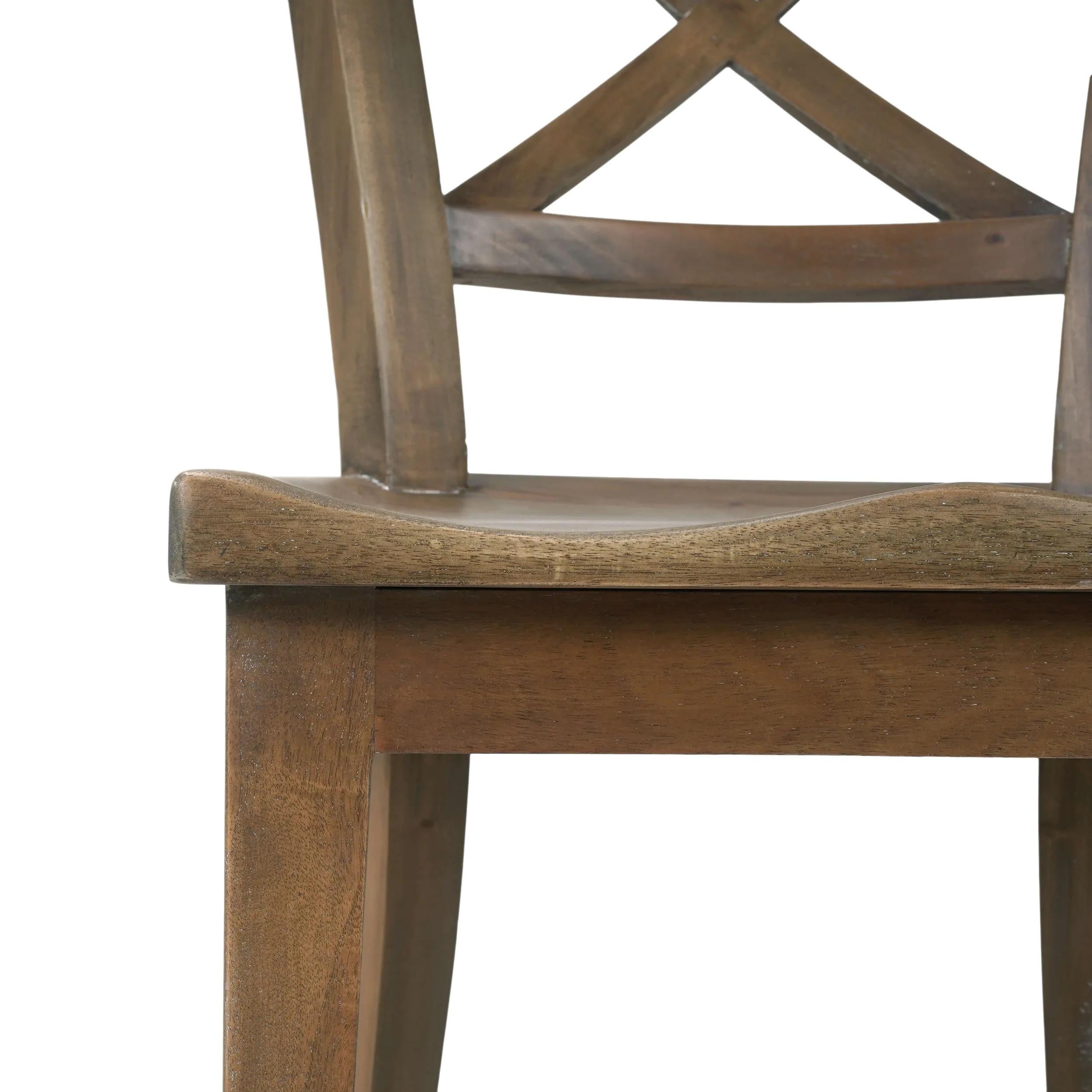 Legno Sedia da pranzo rustica provinciale francese (set di 2) in vendita