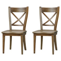 Sedia da pranzo rustica provinciale francese (set di 2)