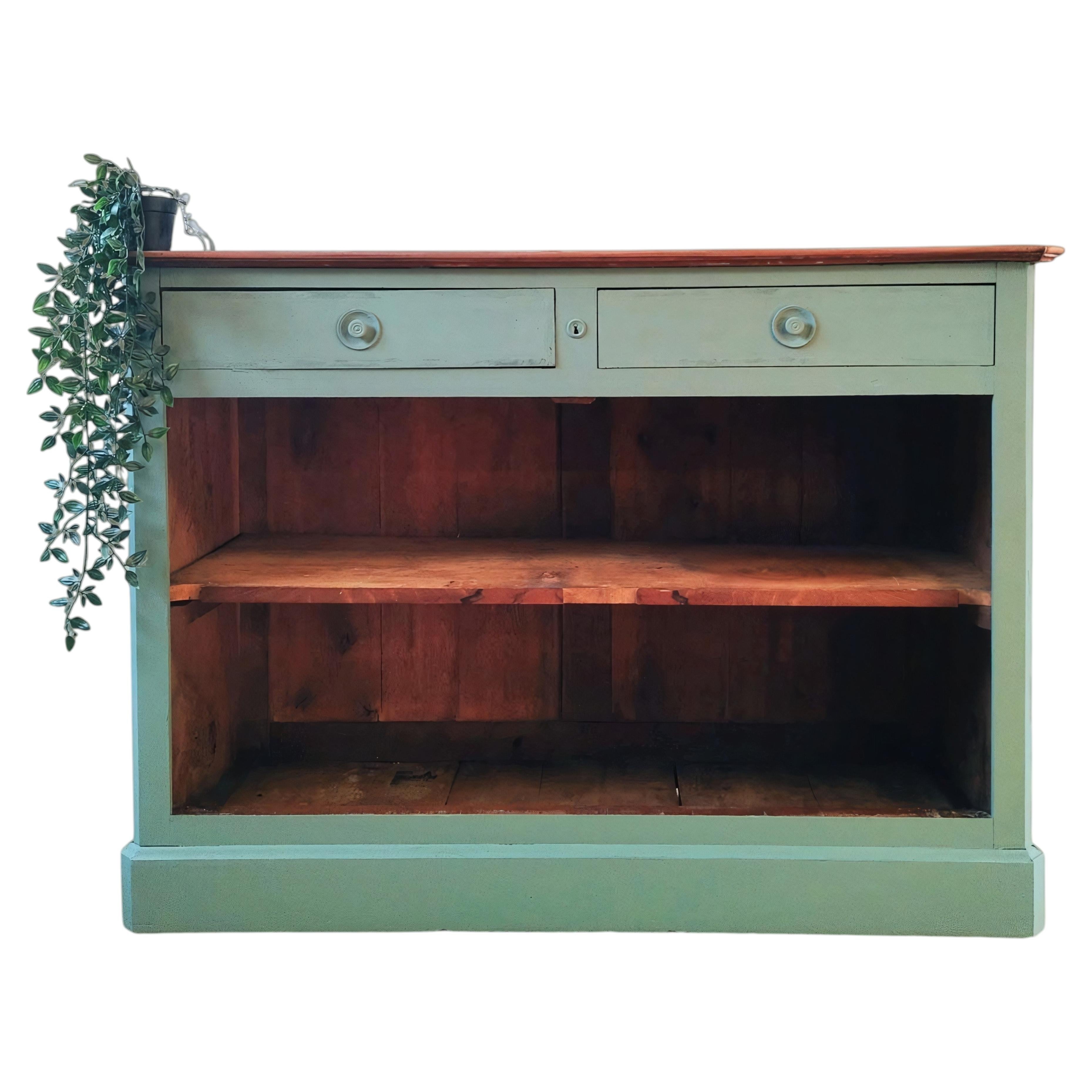 French Provincial Shop Counter, Painted Pine and Fruitwood, 1930s