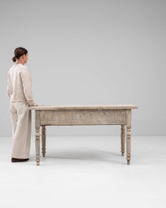 French Provincial Side Table, Whitewashed Oak, 19th Century, France
