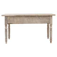 French Provincial Side Table, Whitewashed Oak, 19th Century, France