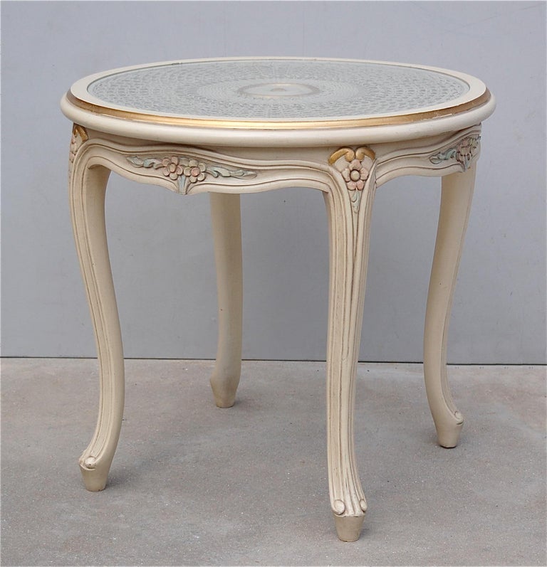 French Provincial Side Table with Cane Top, 20th Century, France For