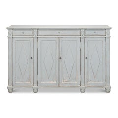 French Provincial Sideboard with a Distressed Blue-Grey Finish