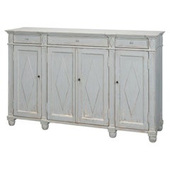French Provincial Sideboard with a Distressed Blue-Grey Finish
