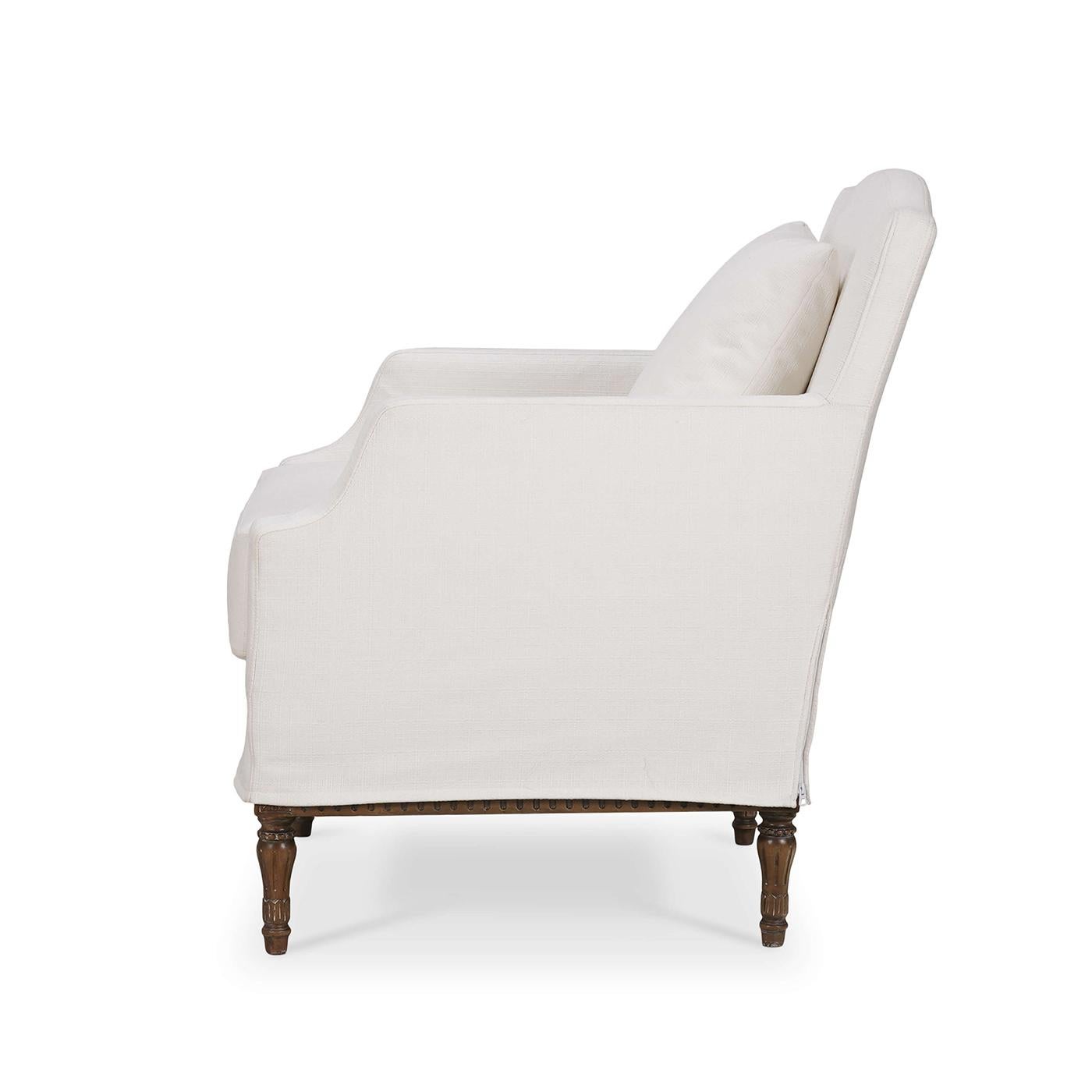 Indonesian French Provincial Slip Cover Armchair For Sale