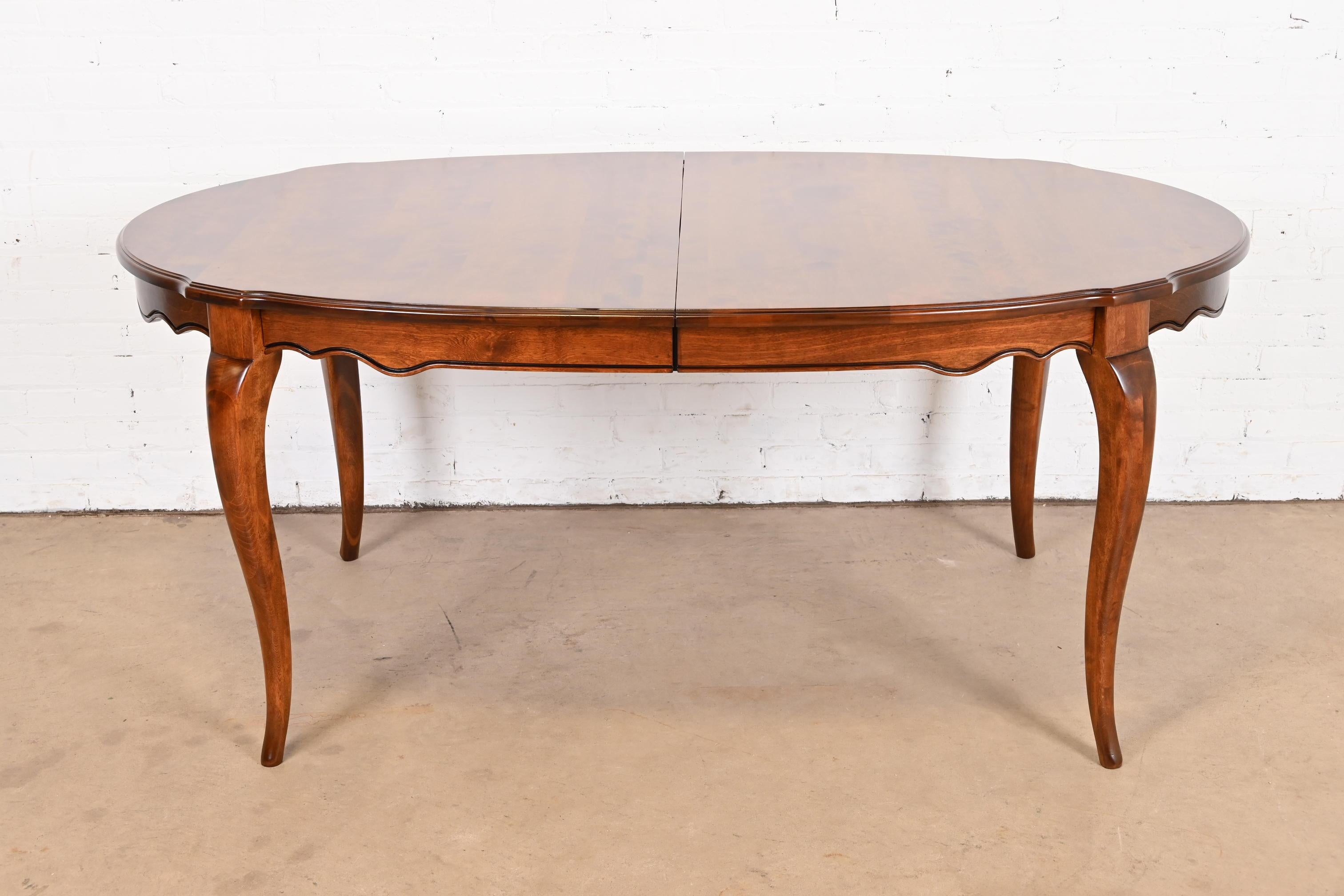 French Provincial Solid Birch Extension Dining Table, Newly Refinished For Sale 6