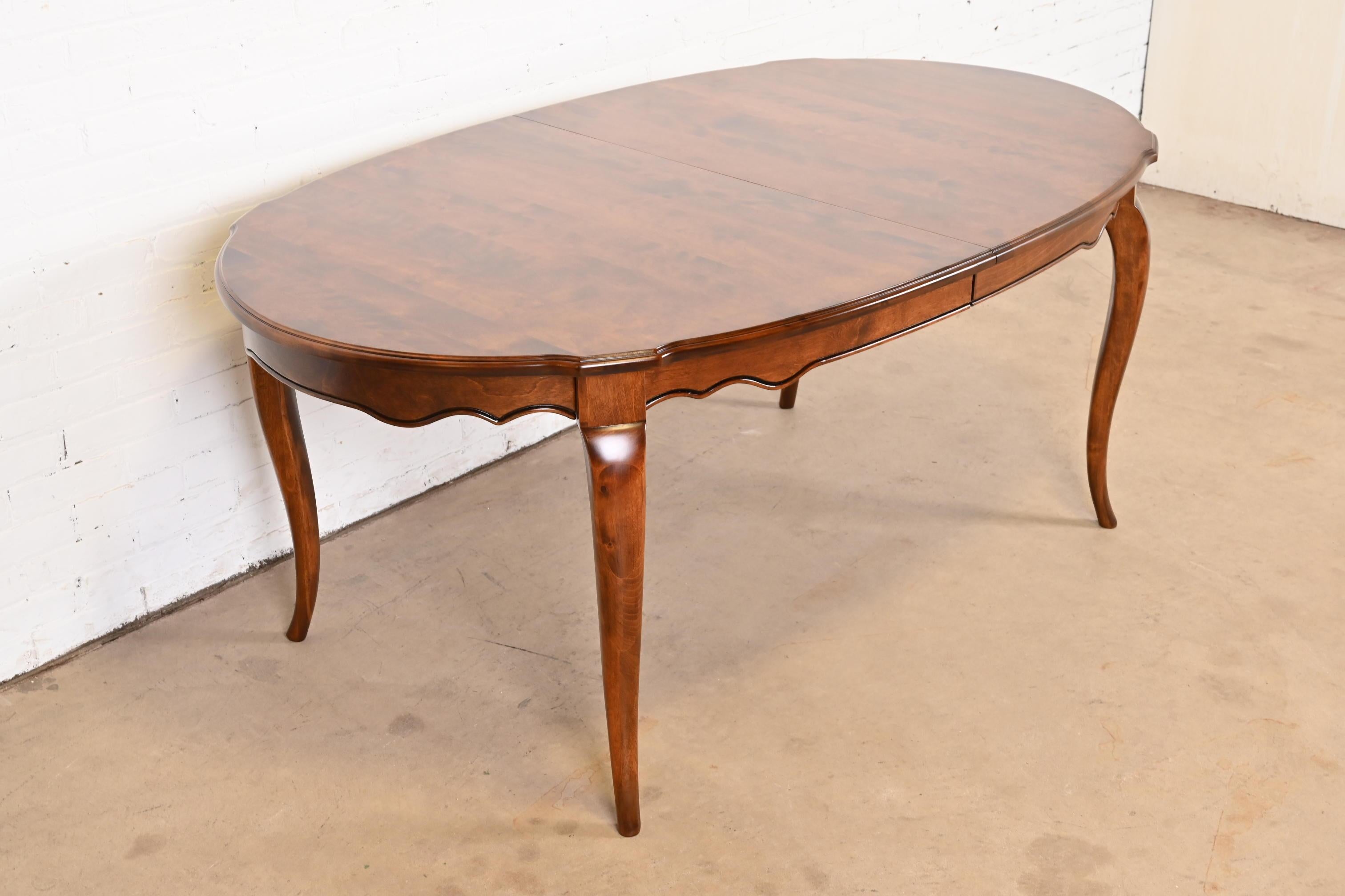 French Provincial Solid Birch Extension Dining Table, Newly Refinished For Sale 8