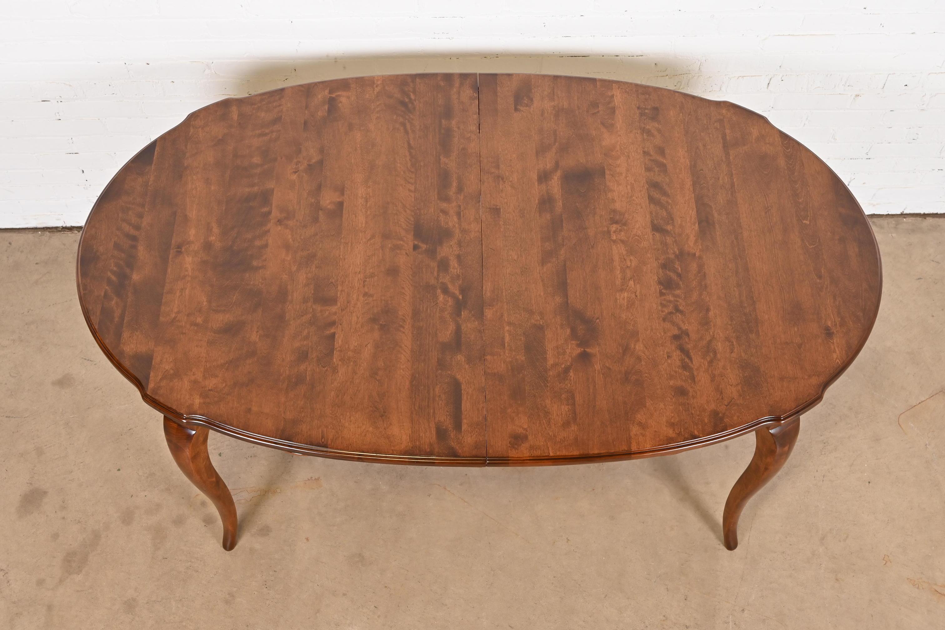 French Provincial Solid Birch Extension Dining Table, Newly Refinished For Sale 9