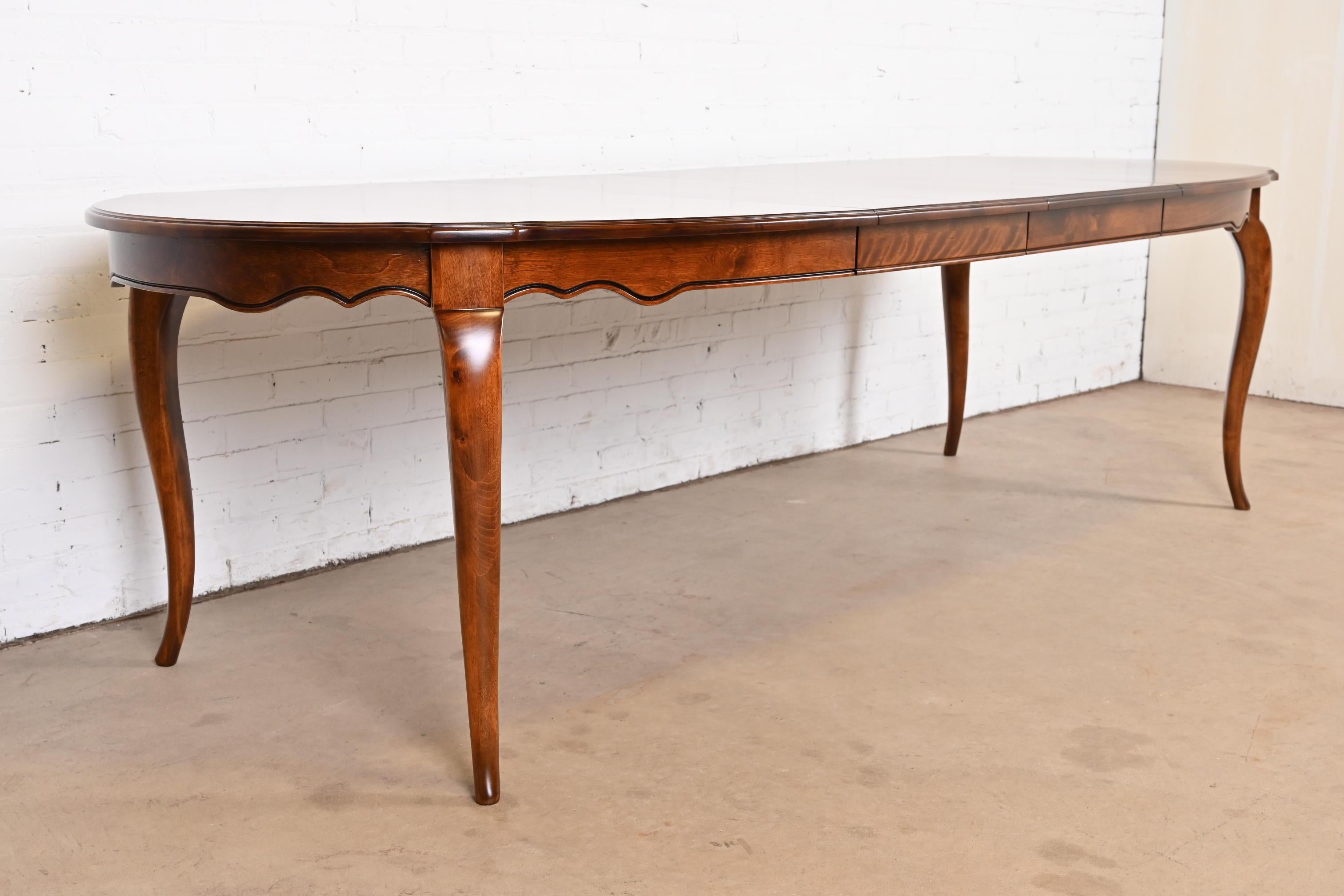 French Provincial Solid Birch Extension Dining Table, Newly Refinished For Sale 2