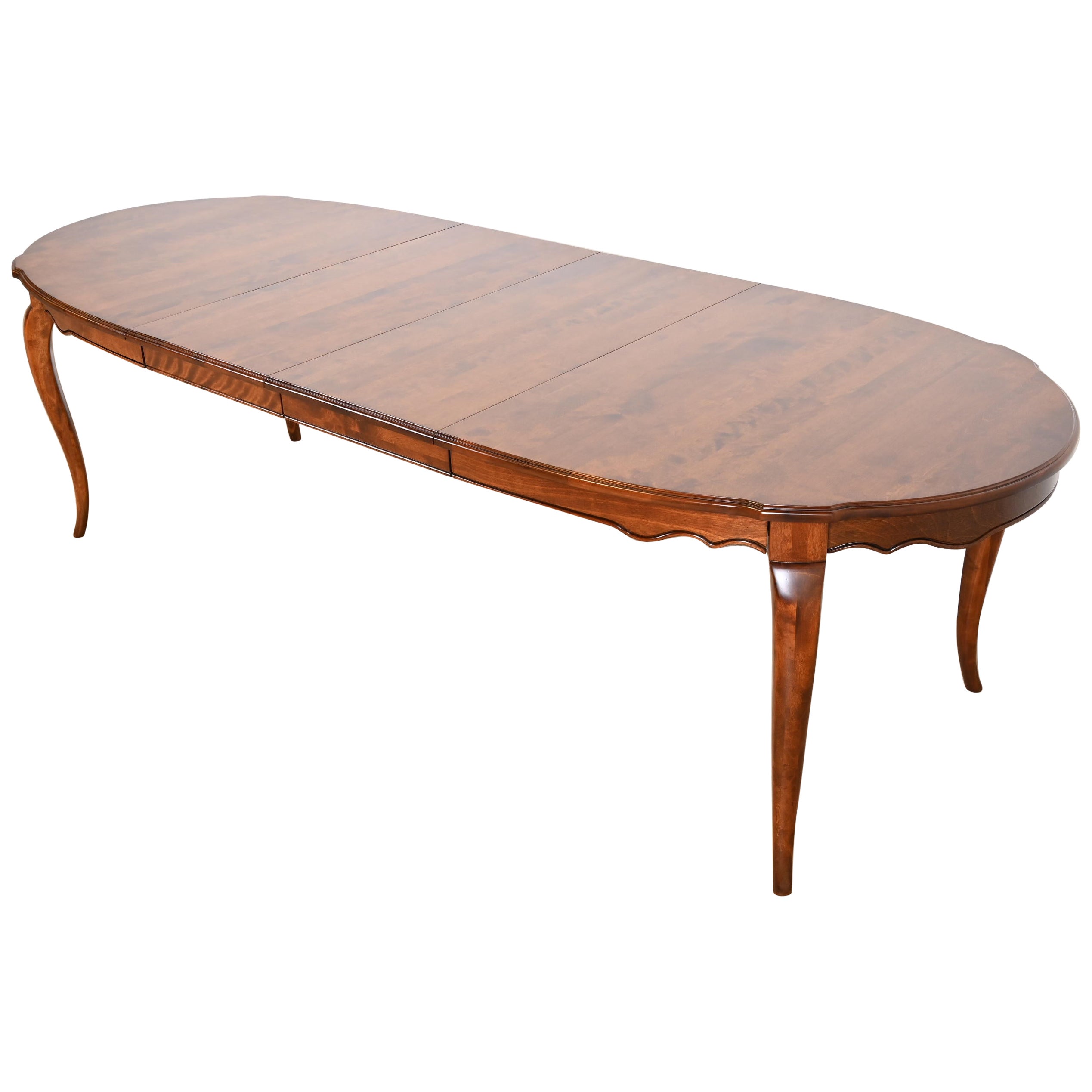 French Provincial Solid Birch Extension Dining Table, Newly Refinished