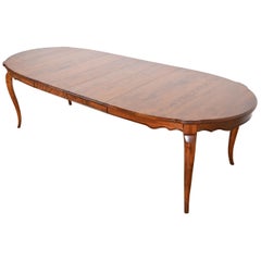 French Provincial Solid Birch Extension Dining Table, Newly Refinished