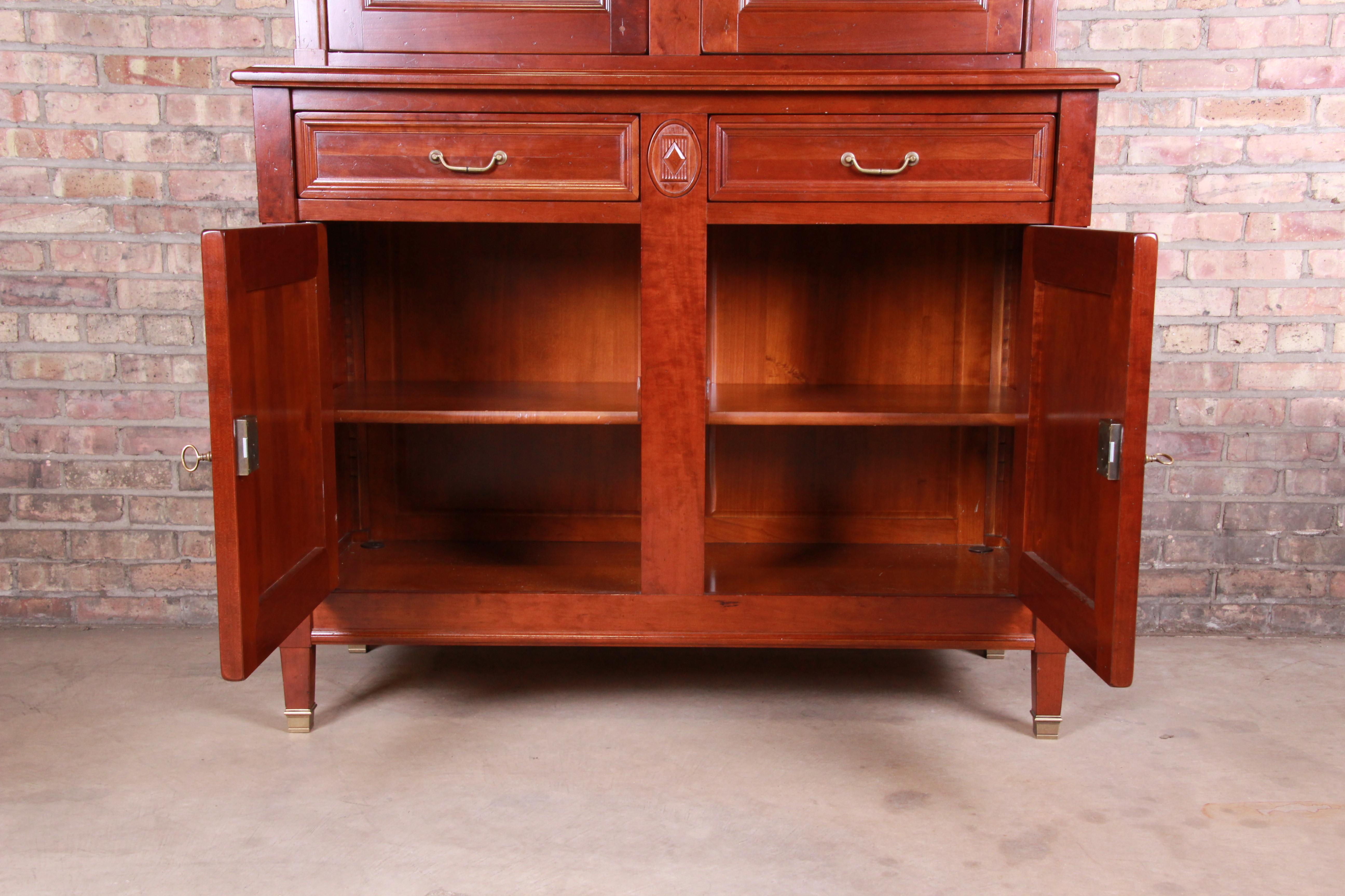 French Provincial Solid Cherry Breakfront Bookcase or Bar Cabinet by Grange 5