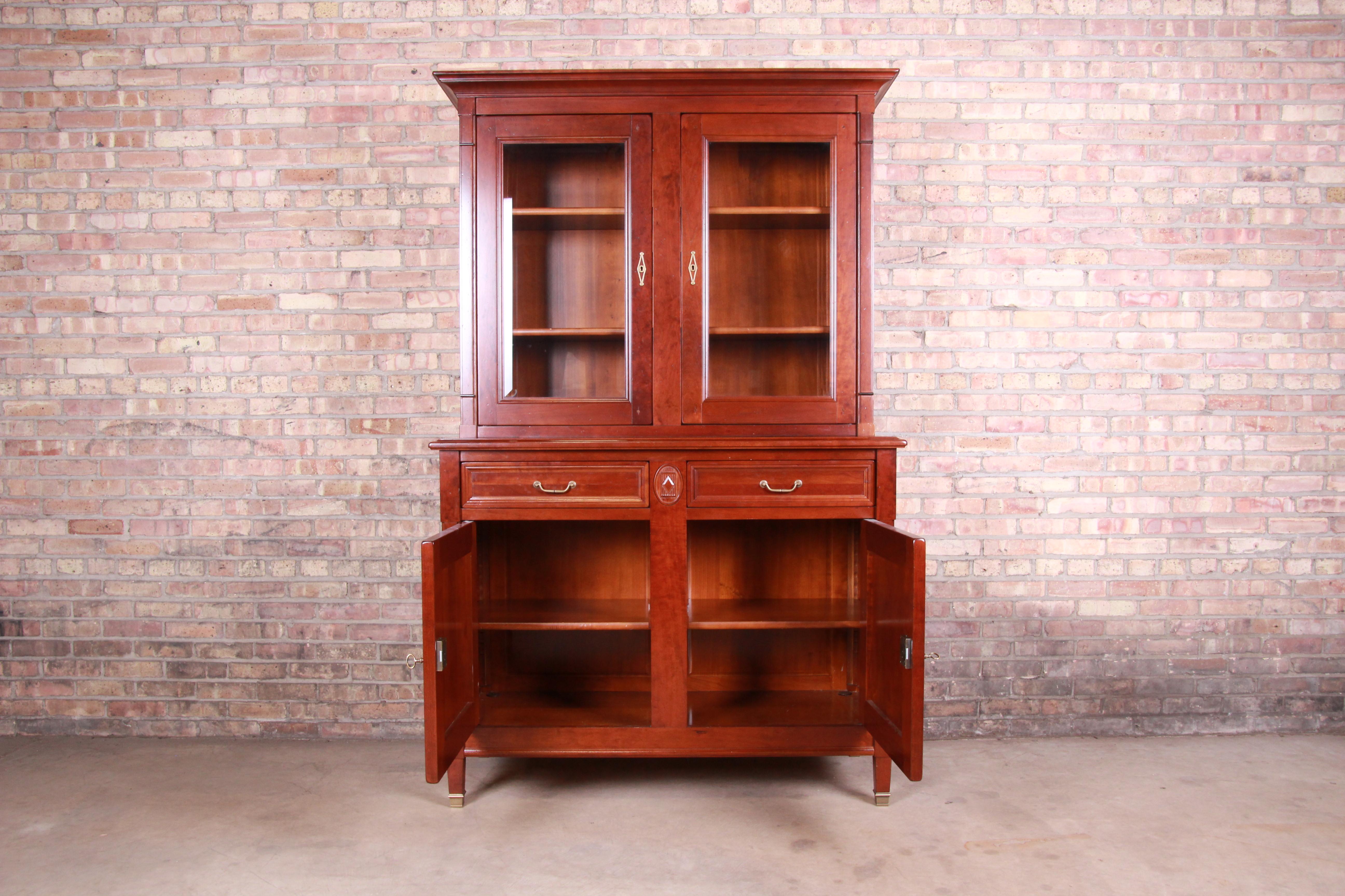 French Provincial Solid Cherry Breakfront Bookcase or Bar Cabinet by Grange 6