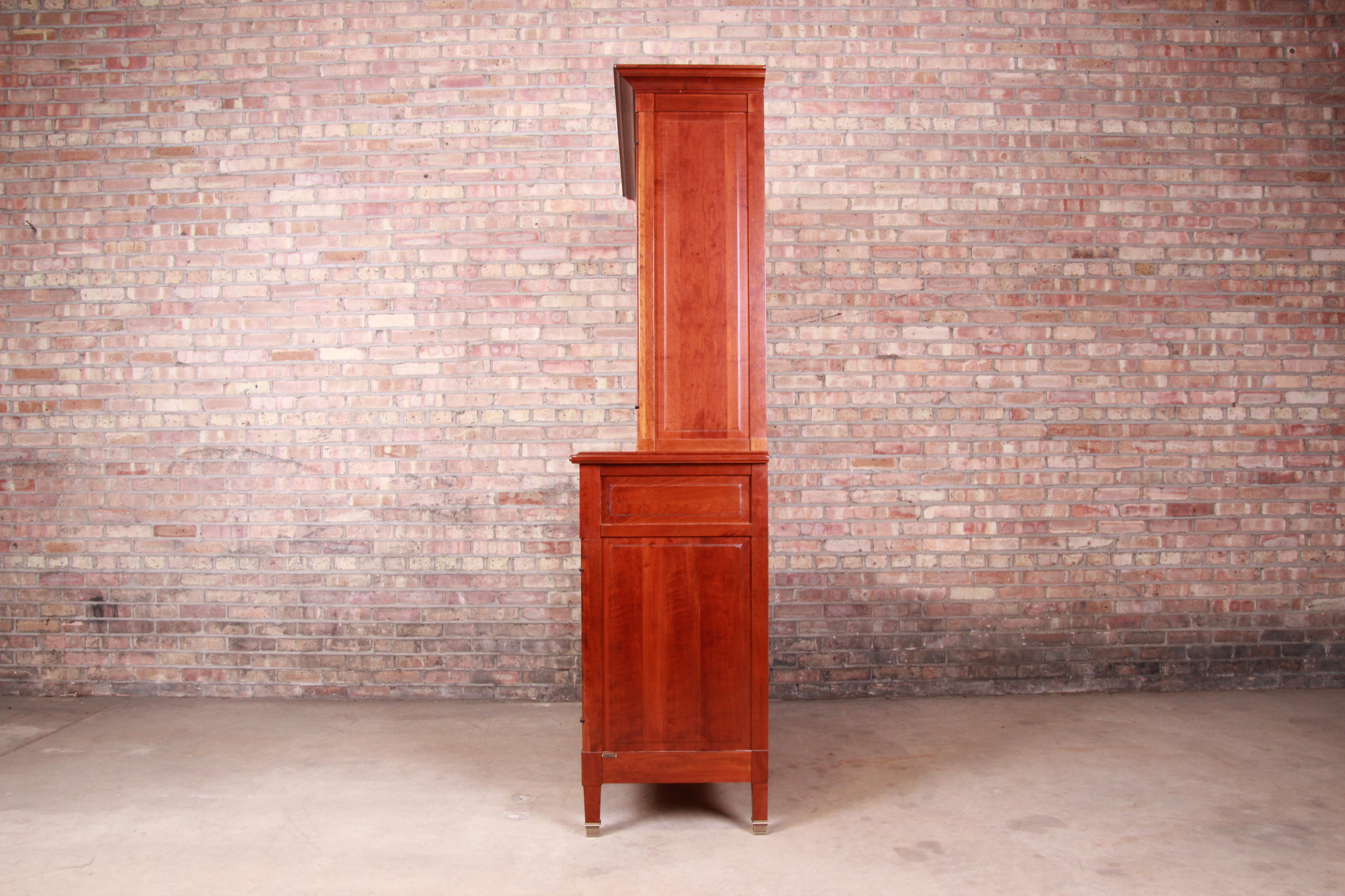 French Provincial Solid Cherry Breakfront Bookcase or Bar Cabinet by Grange 8