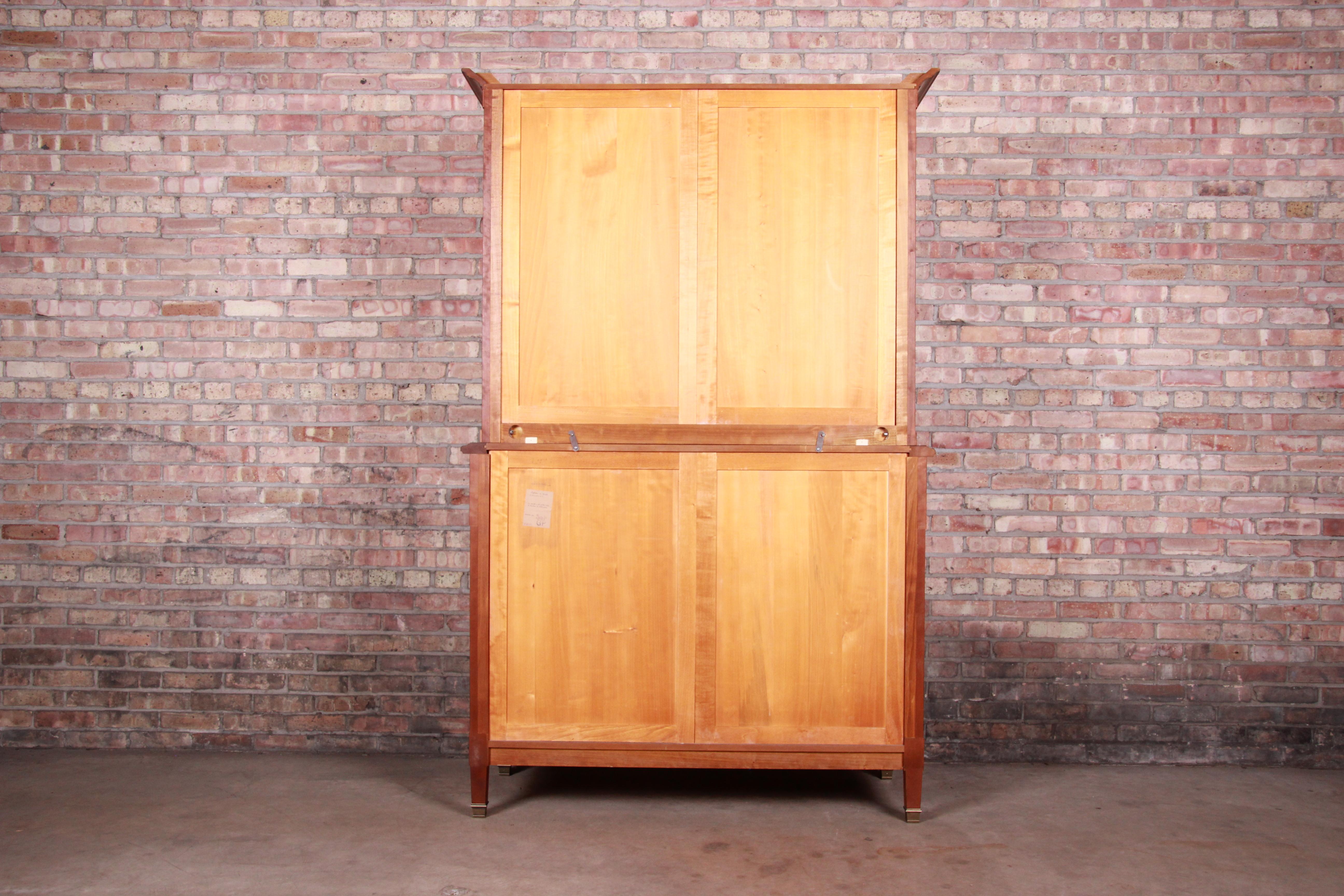 French Provincial Solid Cherry Breakfront Bookcase or Bar Cabinet by Grange 10