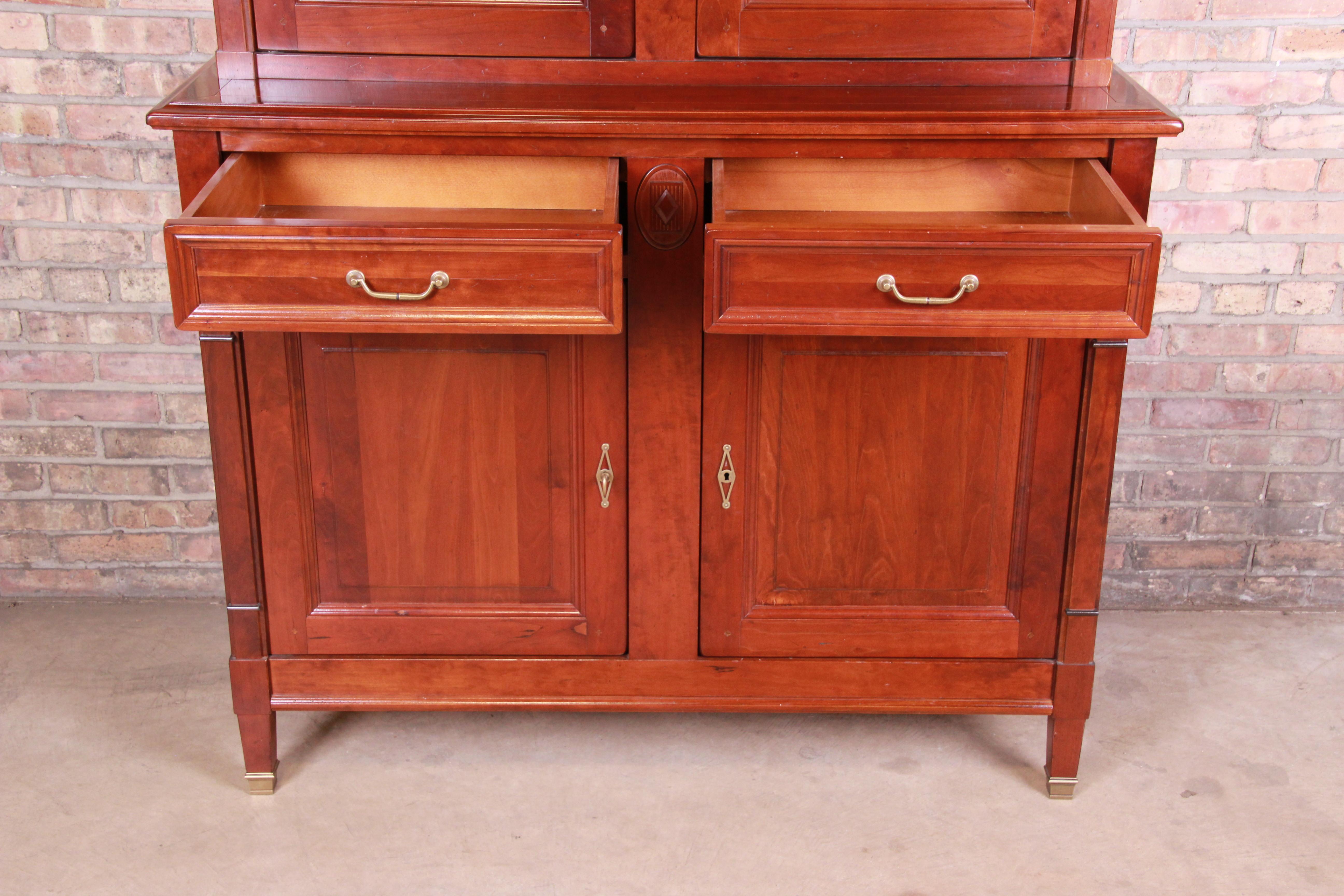 French Provincial Solid Cherry Breakfront Bookcase or Bar Cabinet by Grange 1