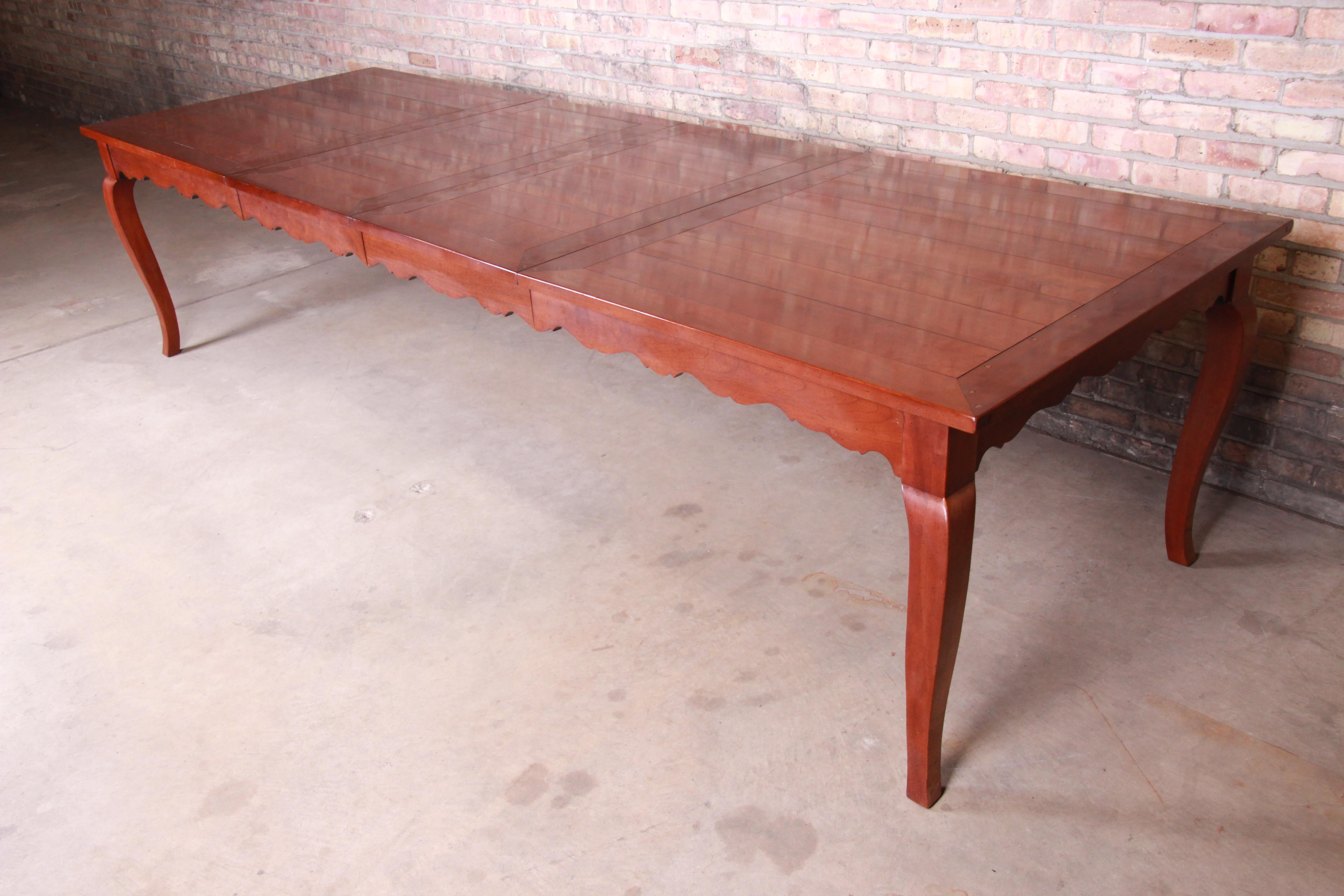 French Provincial Solid Cherry Extension Dining Table by Wright Table Company 5