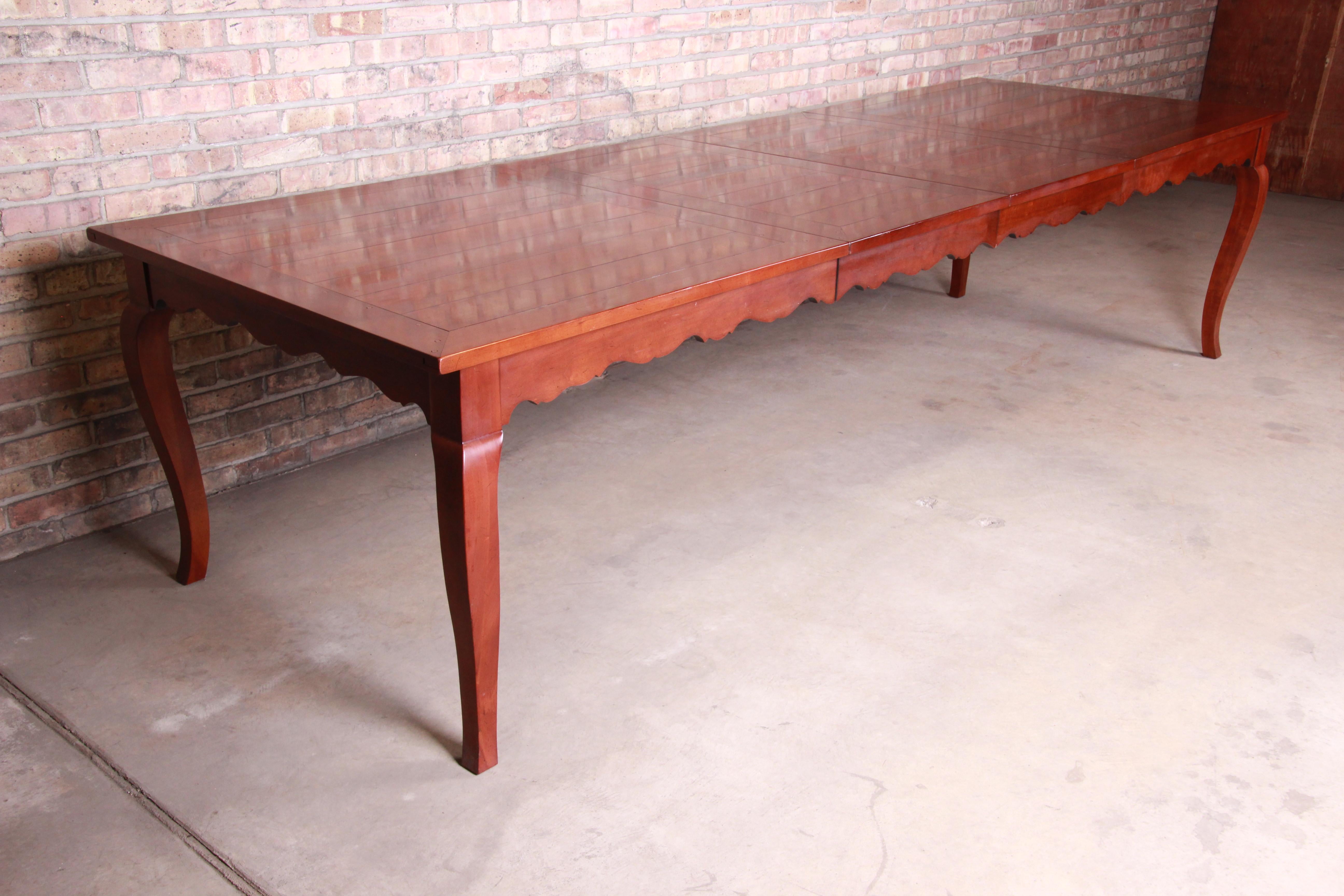 French Provincial Solid Cherry Extension Dining Table by Wright Table Company 8