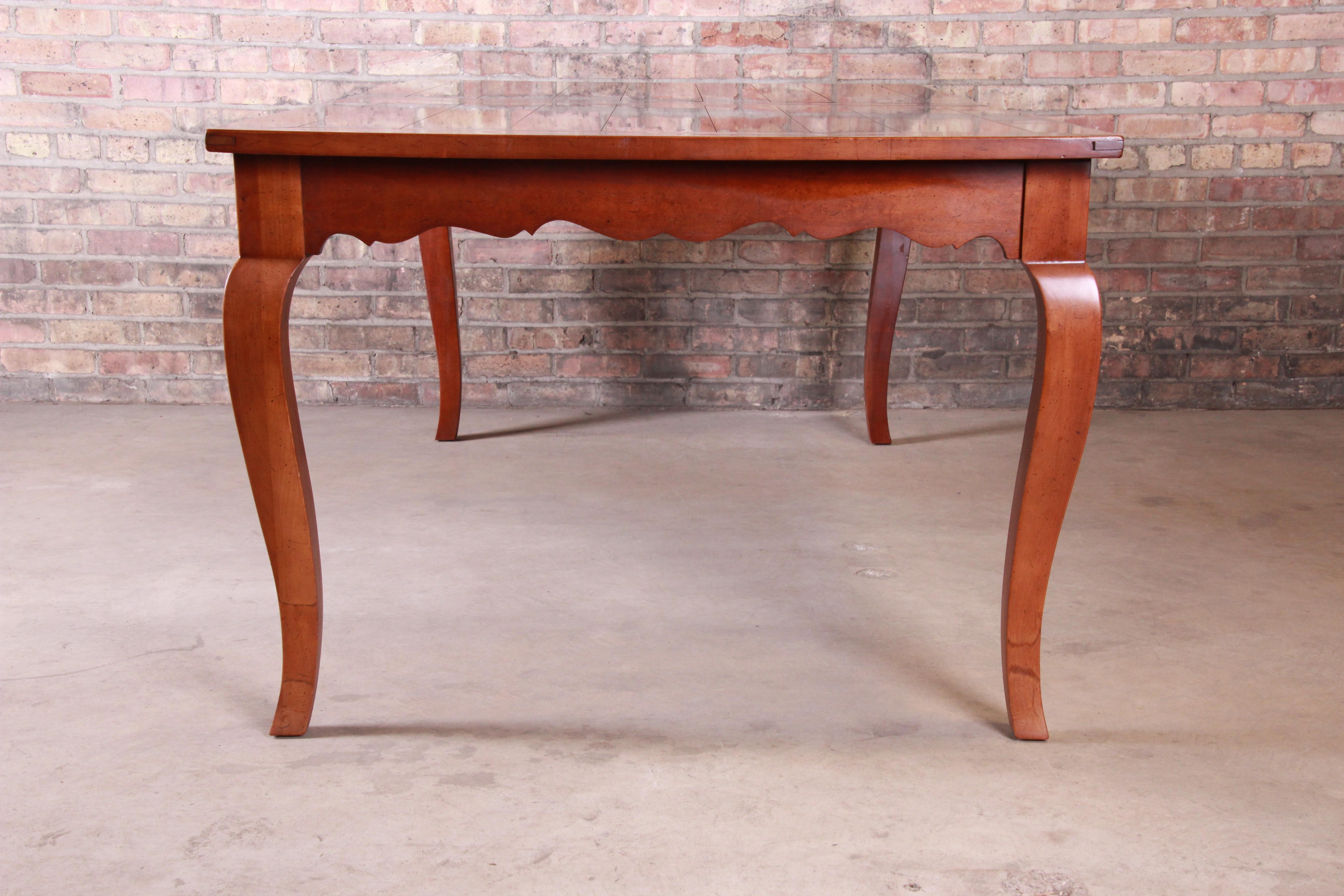French Provincial Solid Cherry Extension Dining Table by Wright Table Company 10
