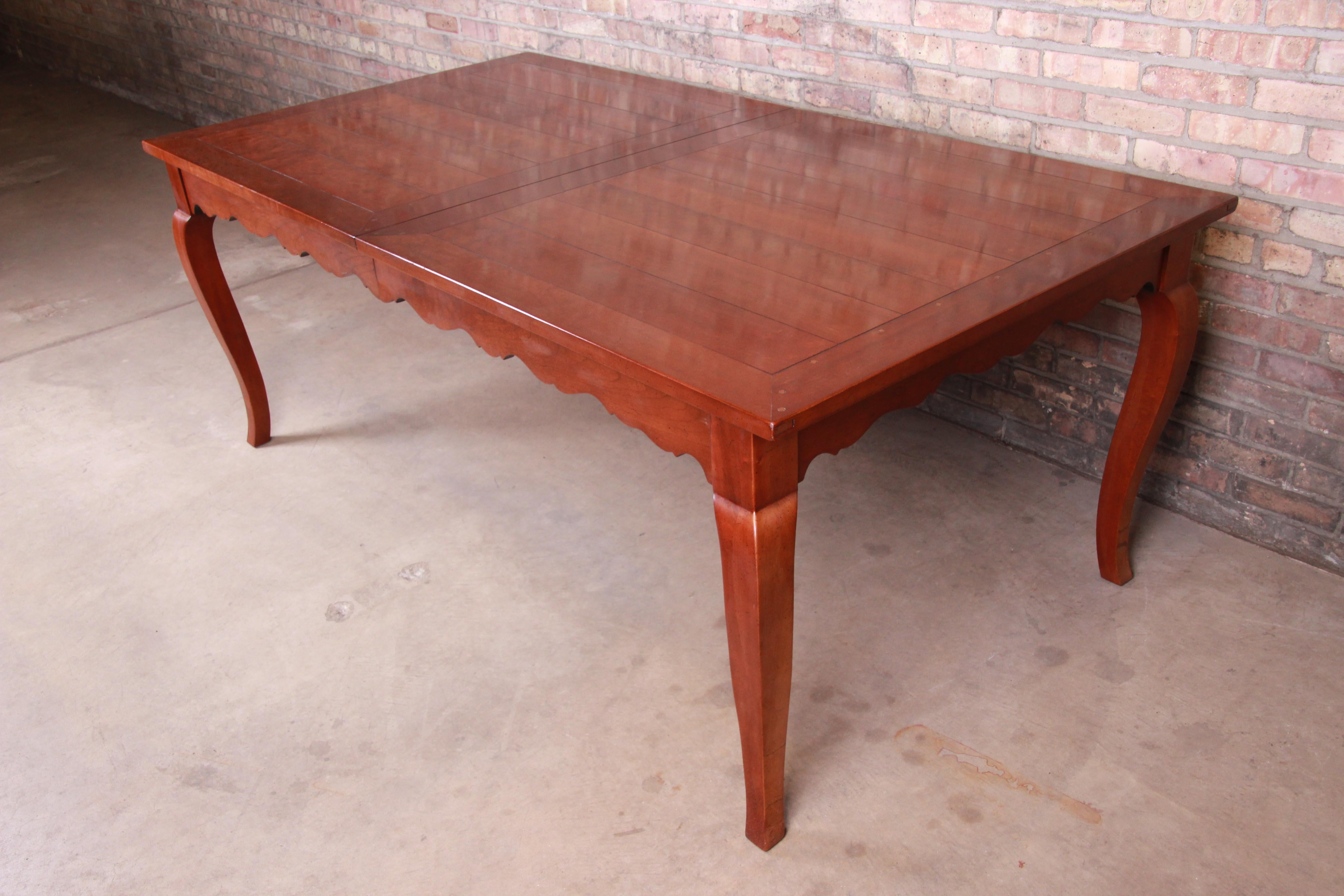 American French Provincial Solid Cherry Extension Dining Table by Wright Table Company