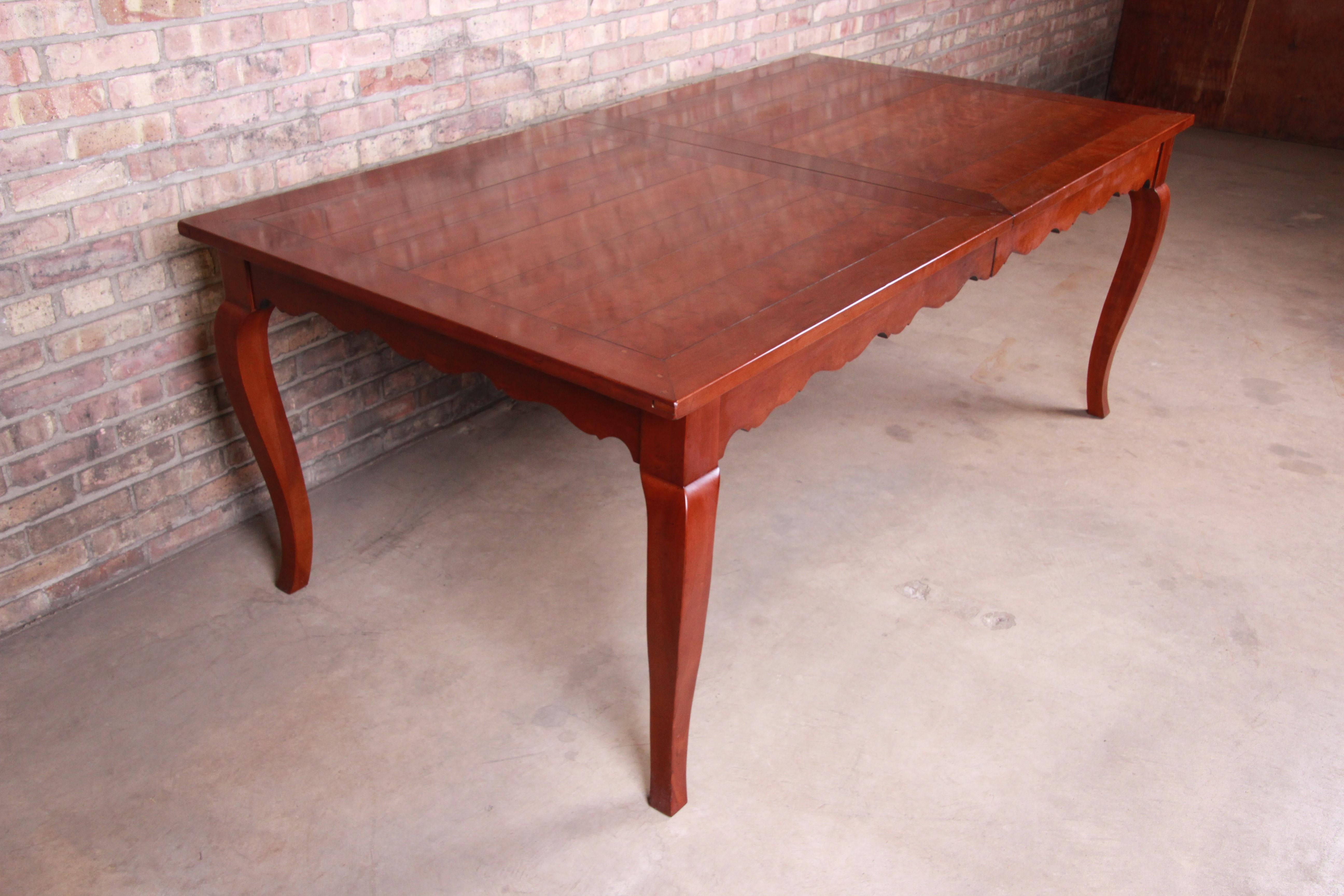 20th Century French Provincial Solid Cherry Extension Dining Table by Wright Table Company