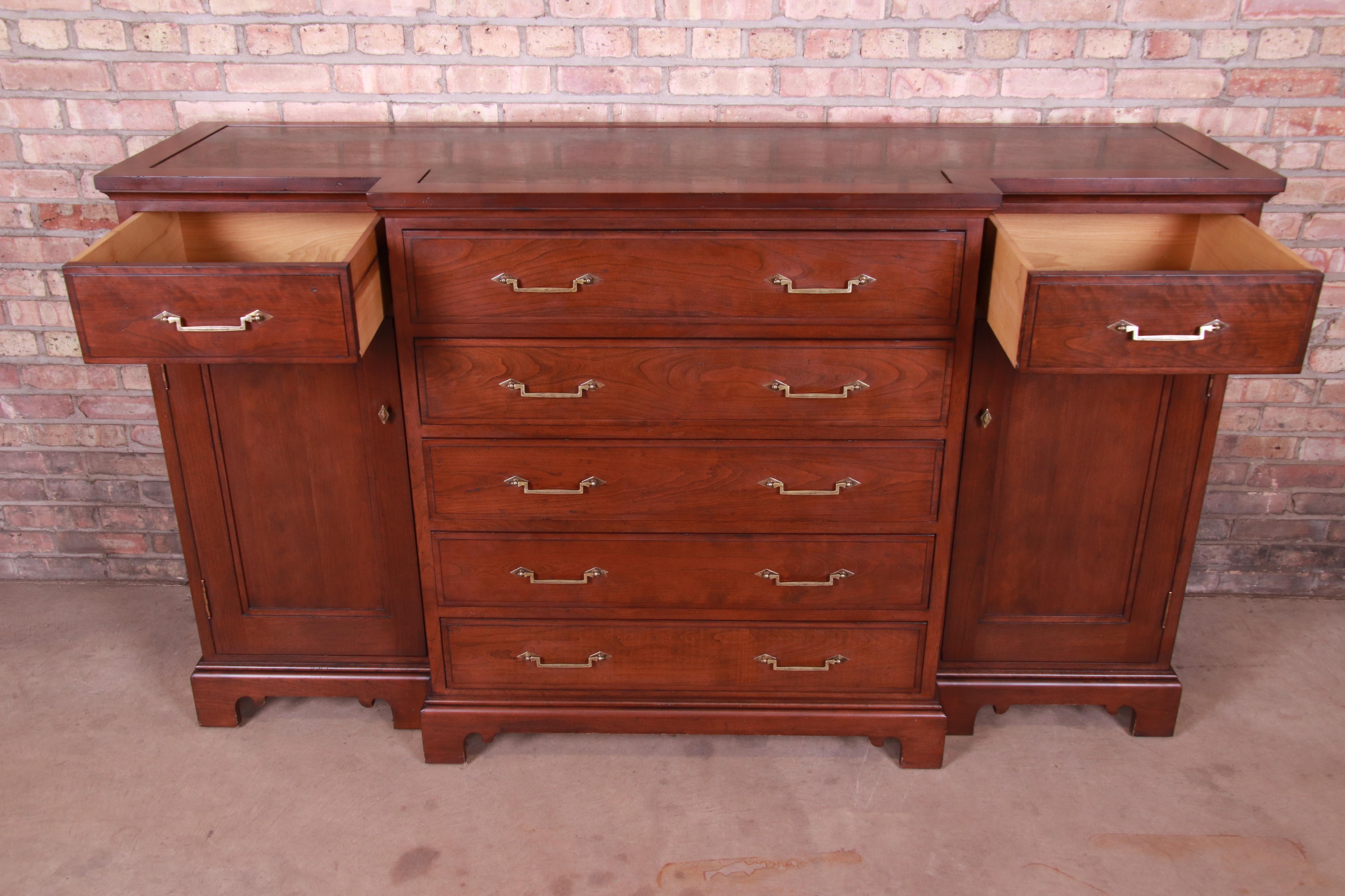 French Provincial Solid Mahogany Marble Top Sideboard Attributed to Grange 5