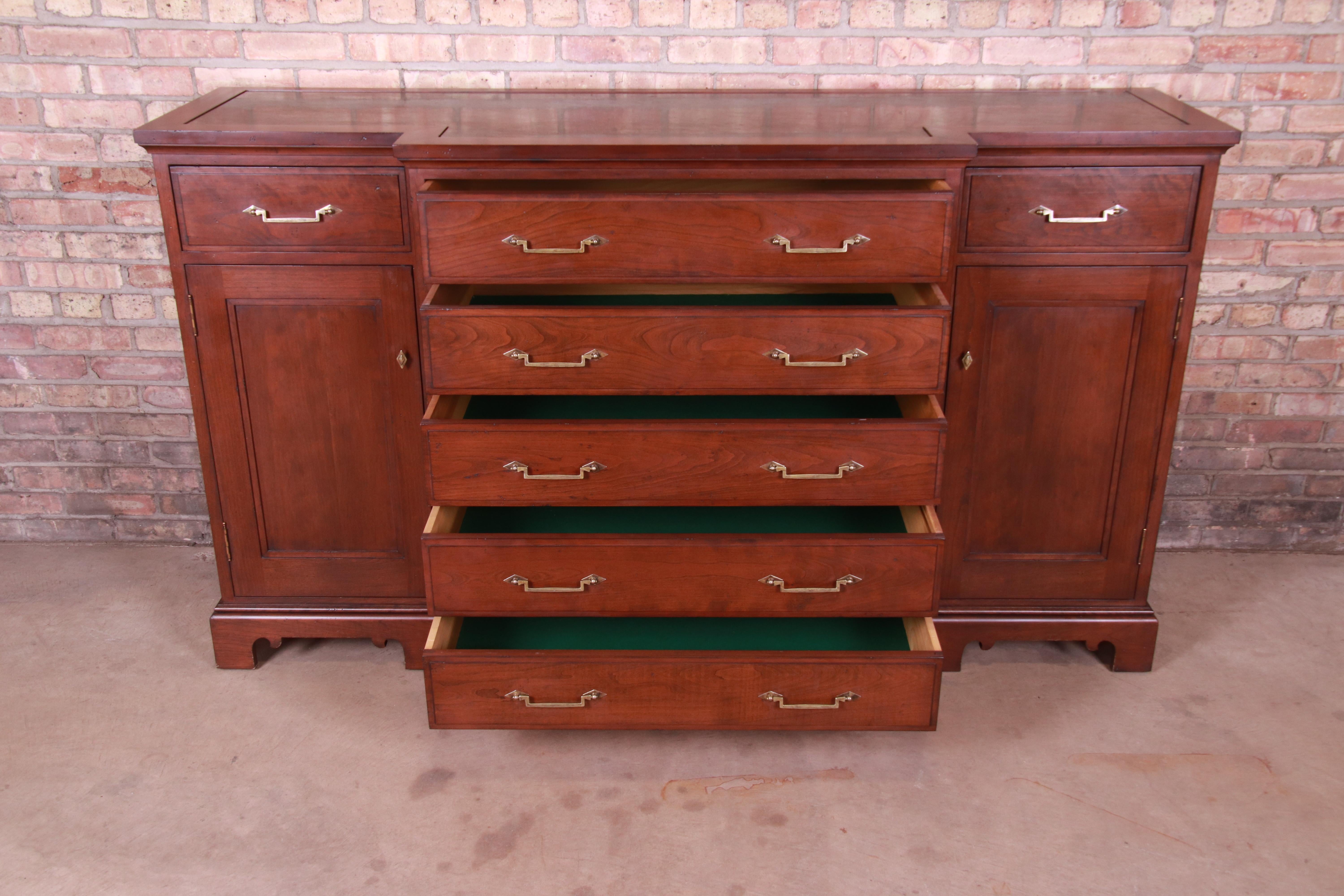 French Provincial Solid Mahogany Marble Top Sideboard Attributed to Grange 9