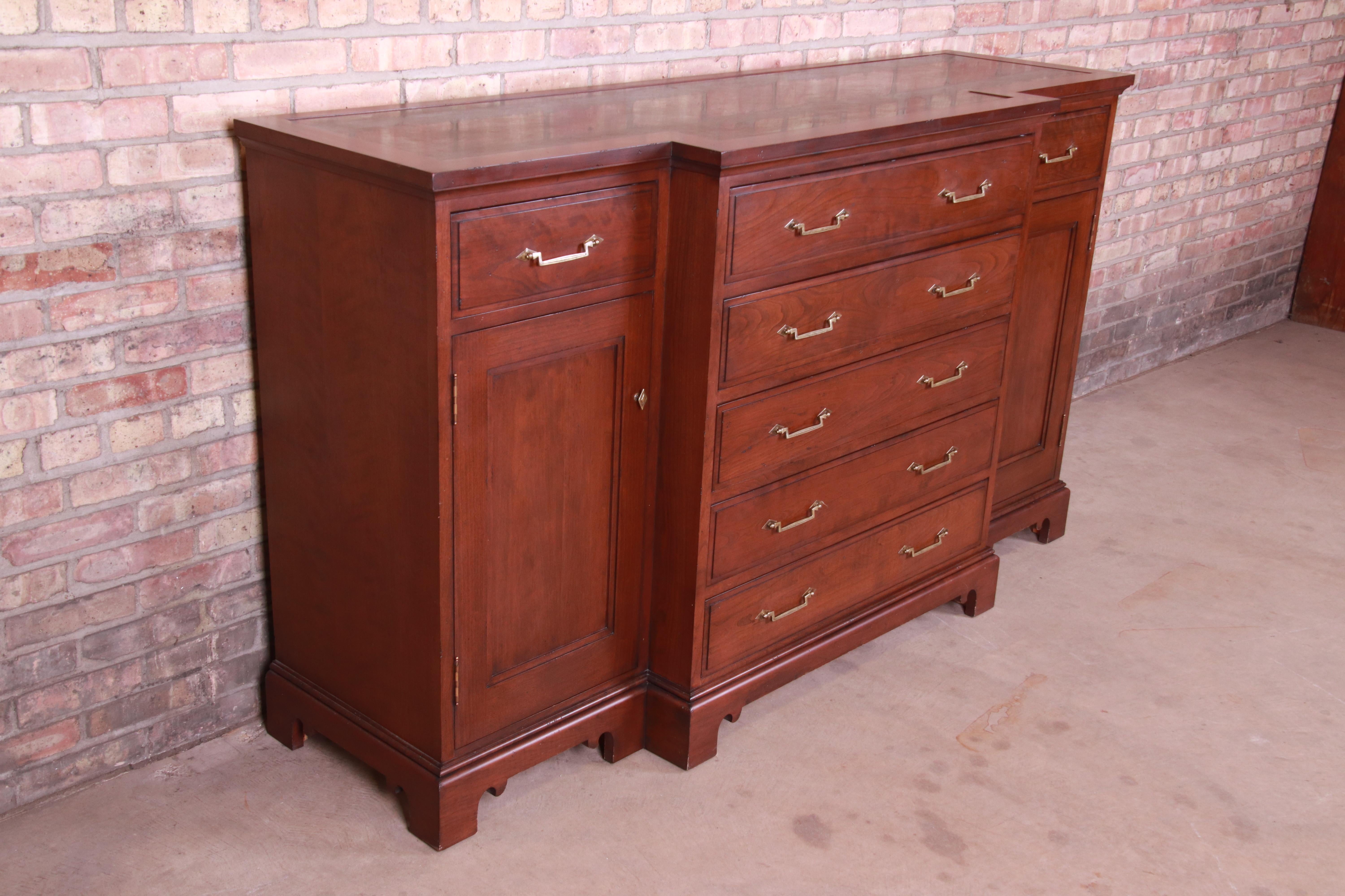 20th Century French Provincial Solid Mahogany Marble Top Sideboard Attributed to Grange
