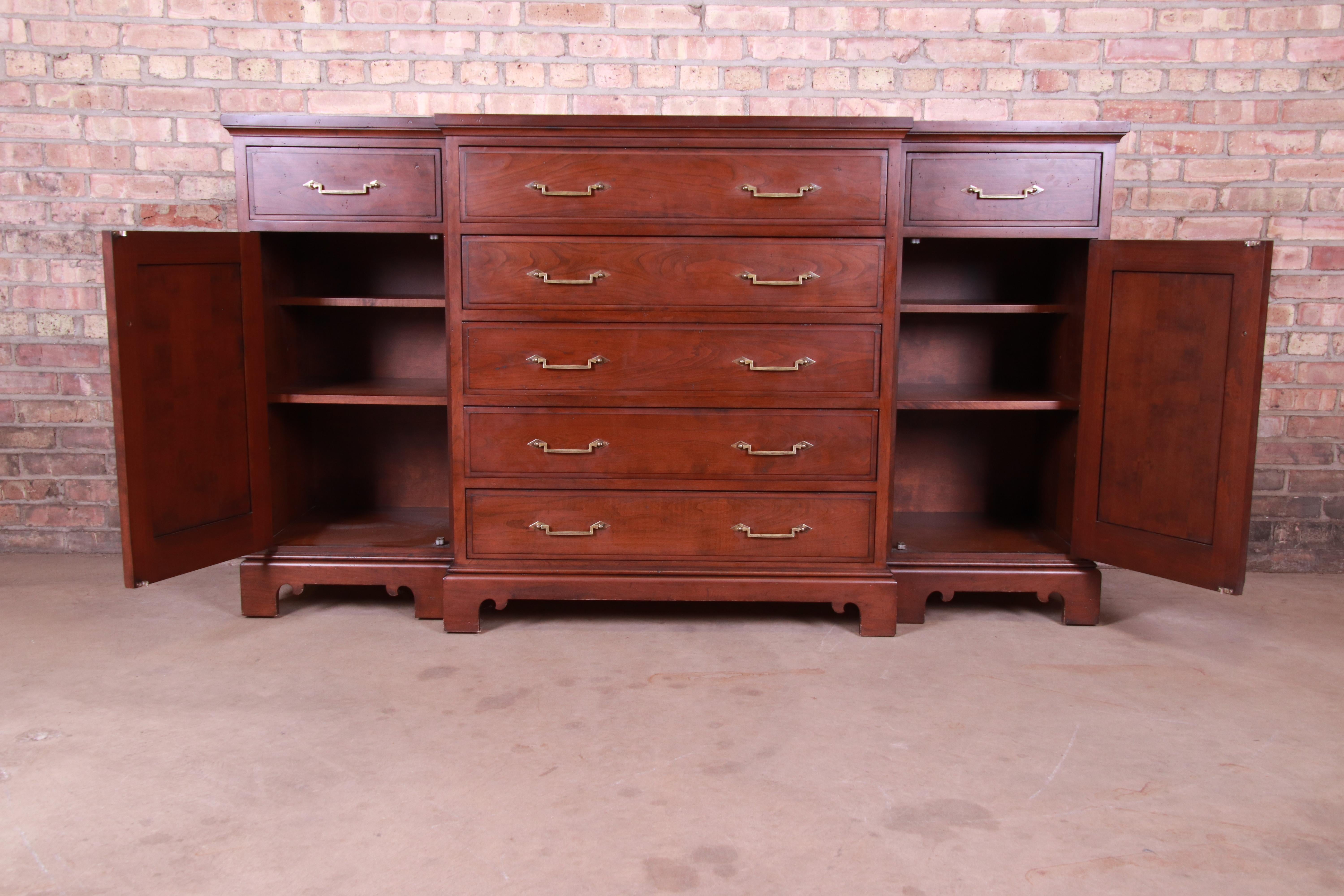 French Provincial Solid Mahogany Marble Top Sideboard Attributed to Grange 3