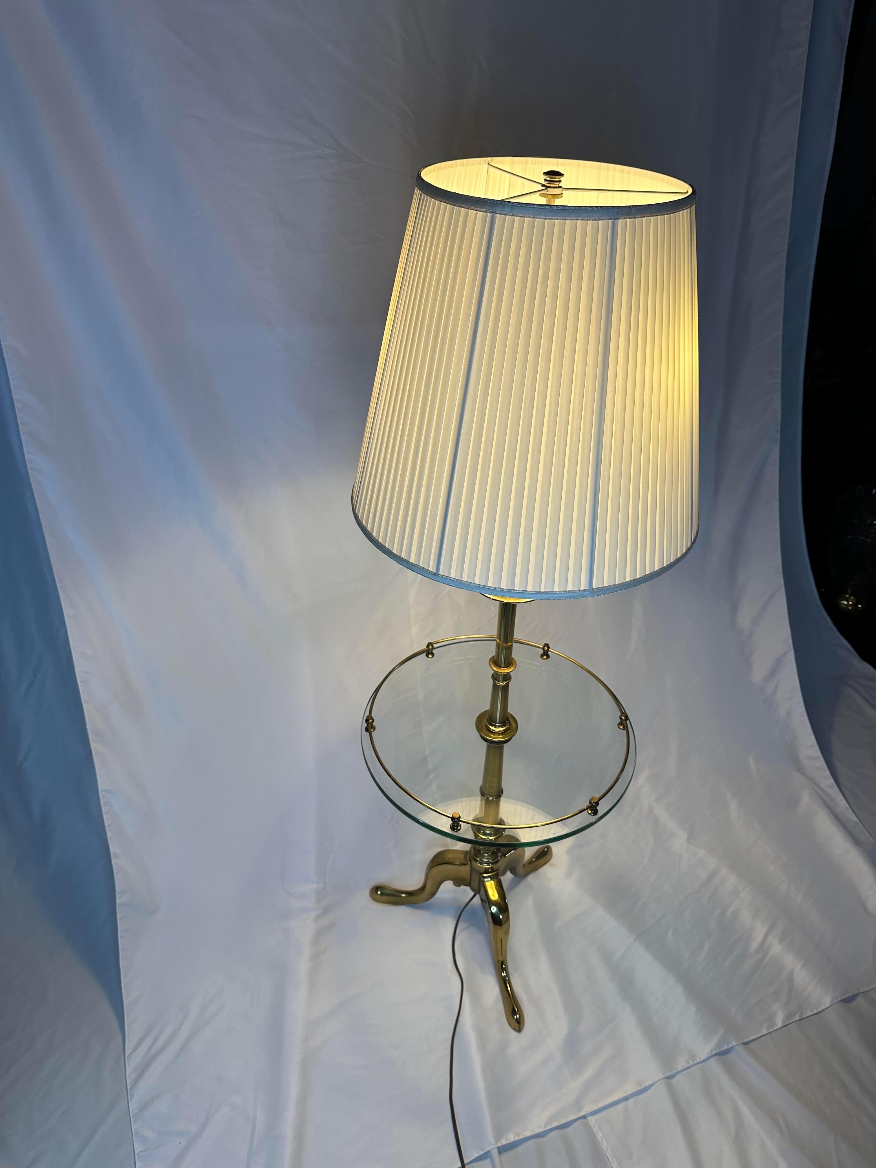 French Provincial Stiffel Floor Lamp With Glass Table and tripod legs 10