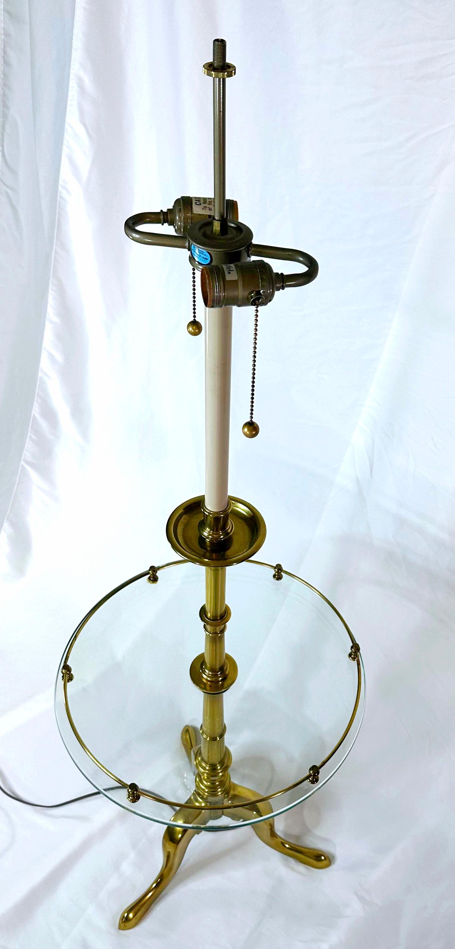 French Provincial Stiffel Floor Lamp With Glass Table and tripod legs For Sale 11