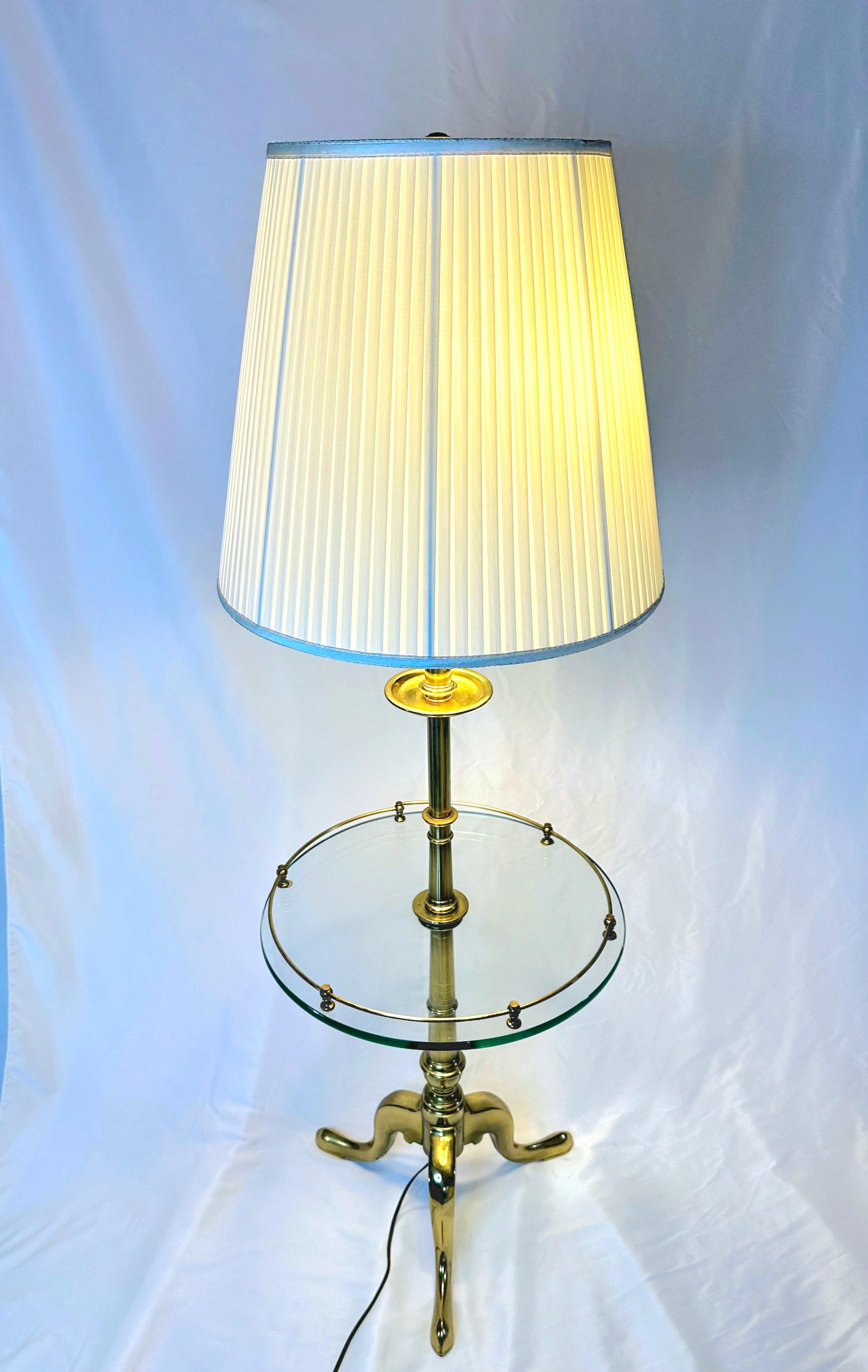 French Provincial Stiffel Floor Lamp With Glass Table and tripod legs For Sale 23