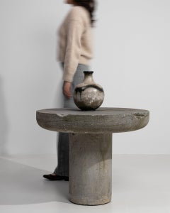 French Provincial Stone Table, Gray Weathered Finish, Antique, 1900s