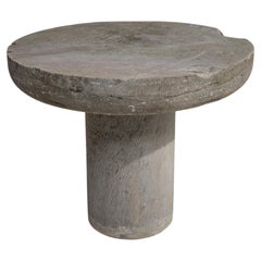 French Provincial Stone Table, Gray Weathered Finish, Antique, 1900s