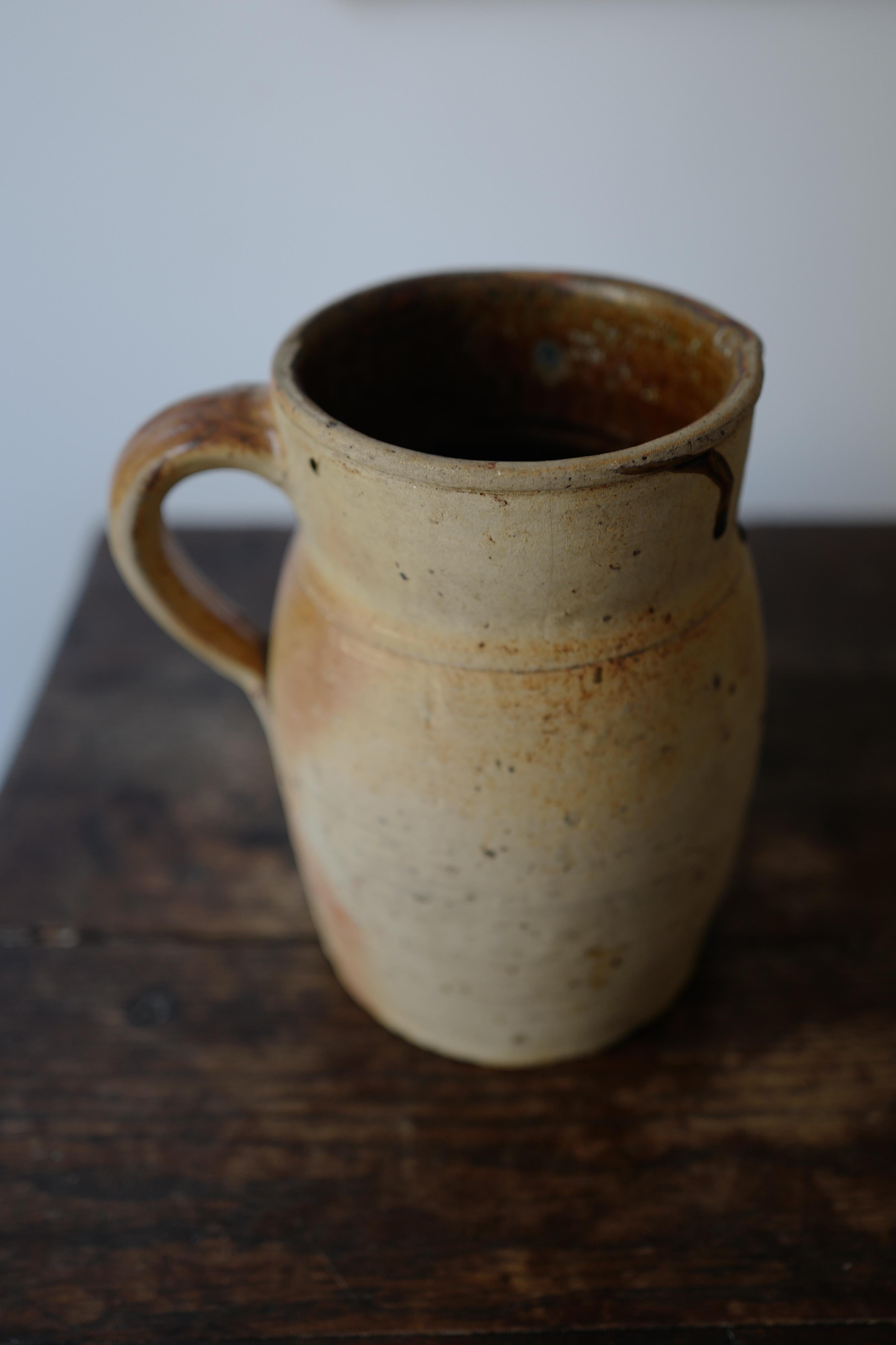 French Provincial Stoneware Earthenware Interior Glazed Water Jug 1