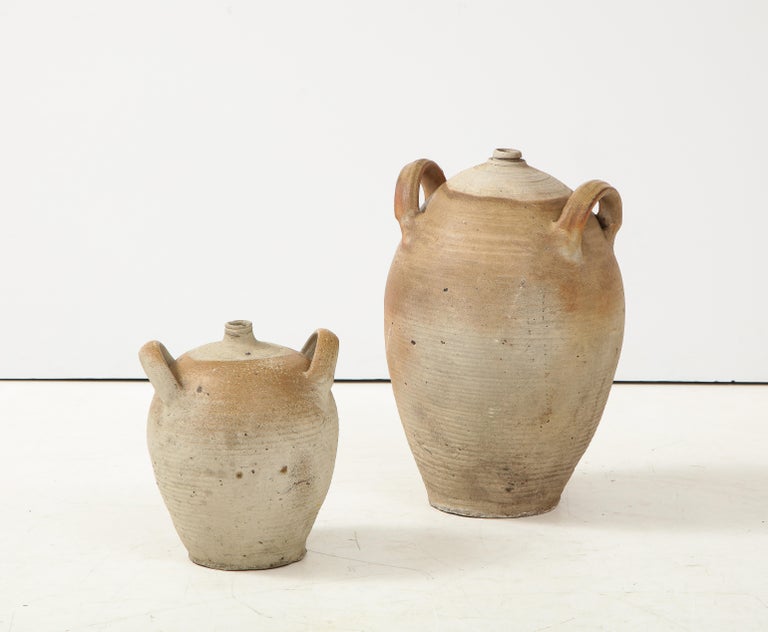 French Provincial Stoneware Vintage Pottery Oil Jar, Jug, Vase or