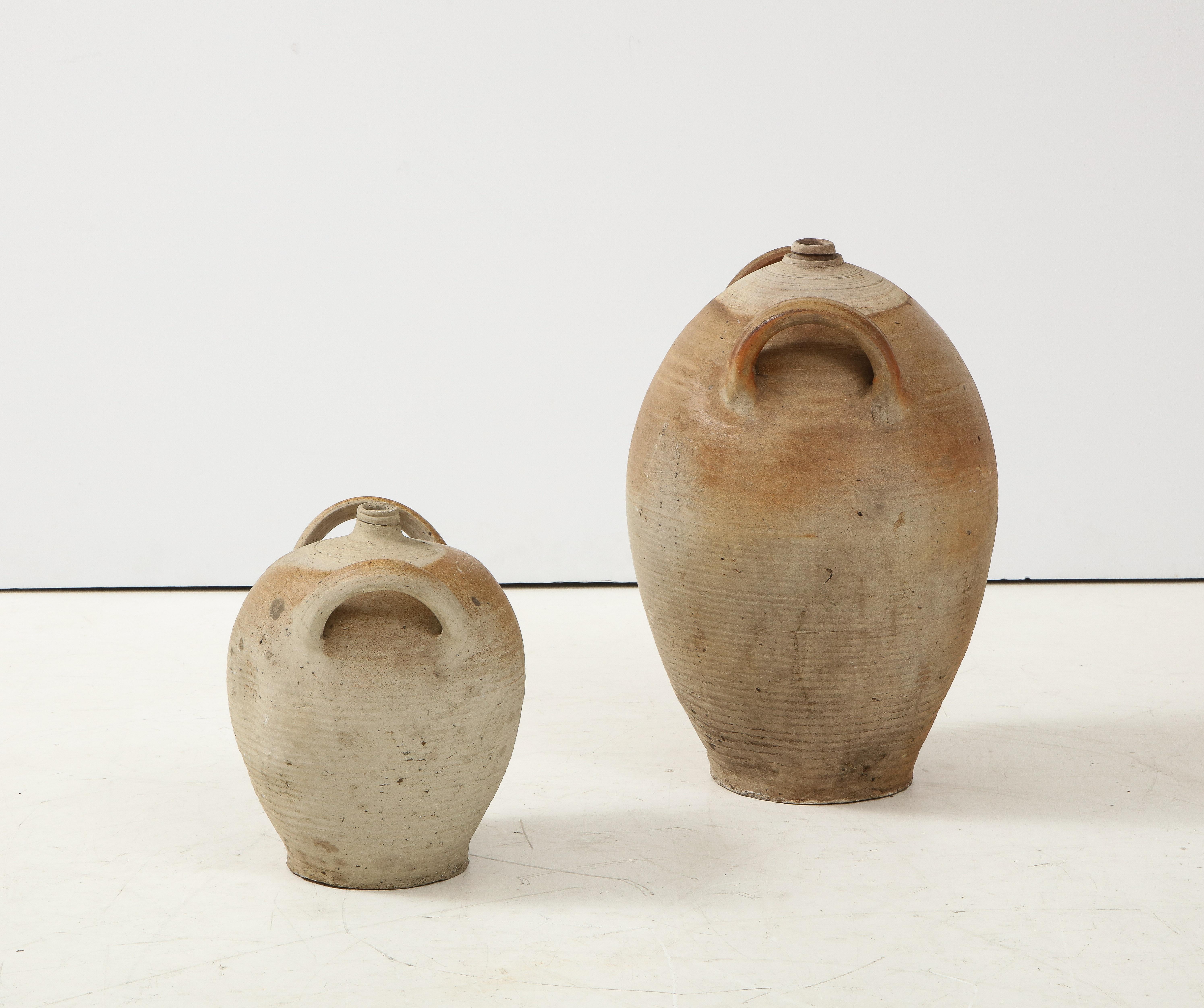 Mid-20th Century French Provincial Stoneware Vintage Pottery Oil Jar, Jug, Vase or Vessel