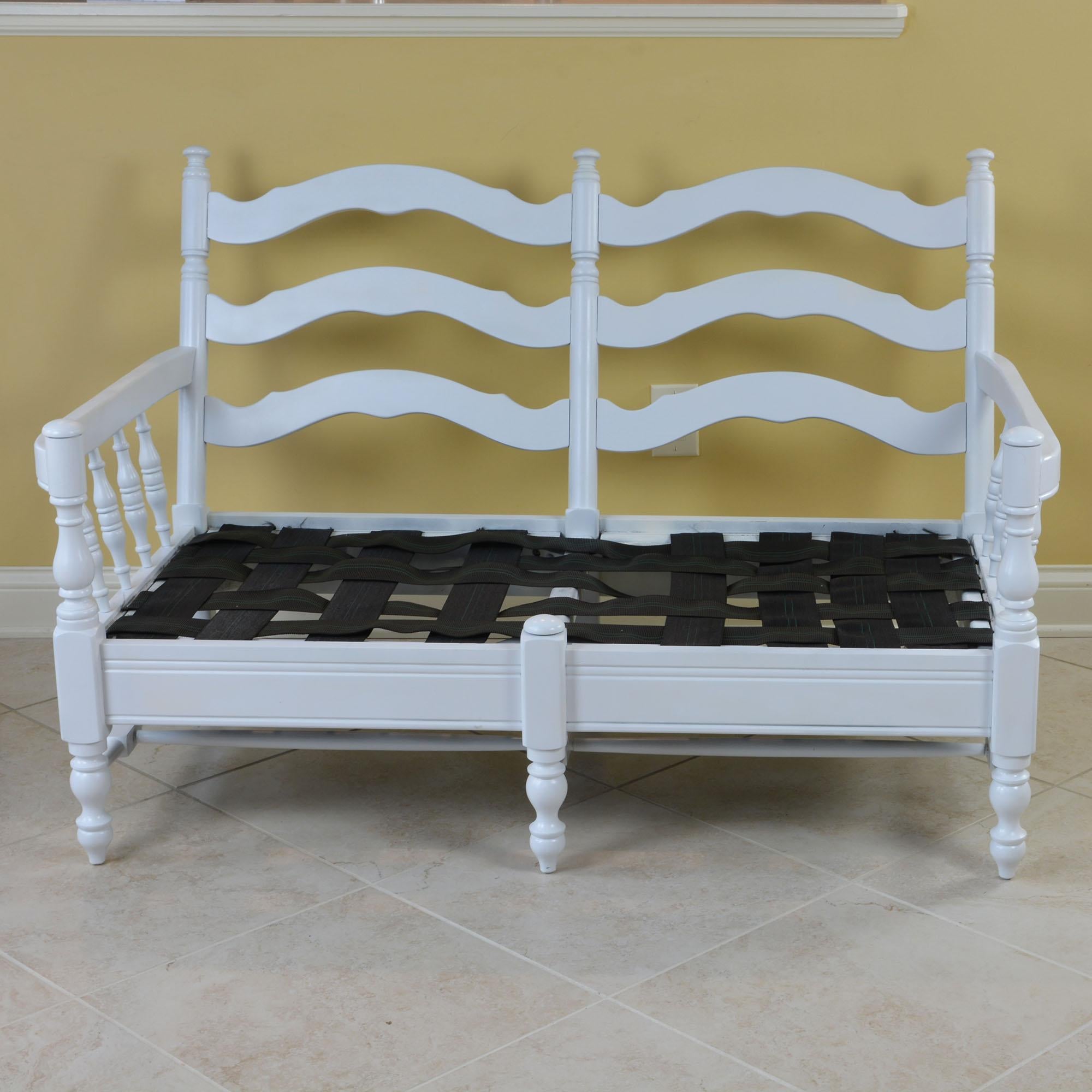 20th Century French Provincial Style 2 Person White Settee For Sale