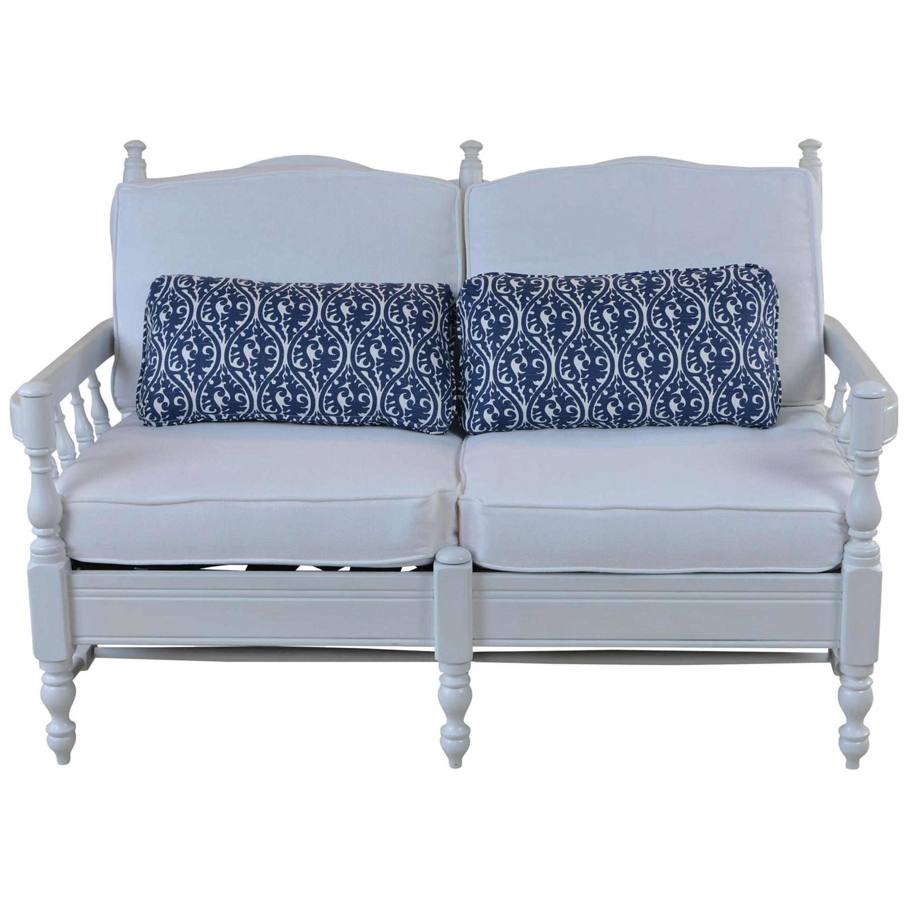 French Provincial Style 2 Person White Settee For Sale