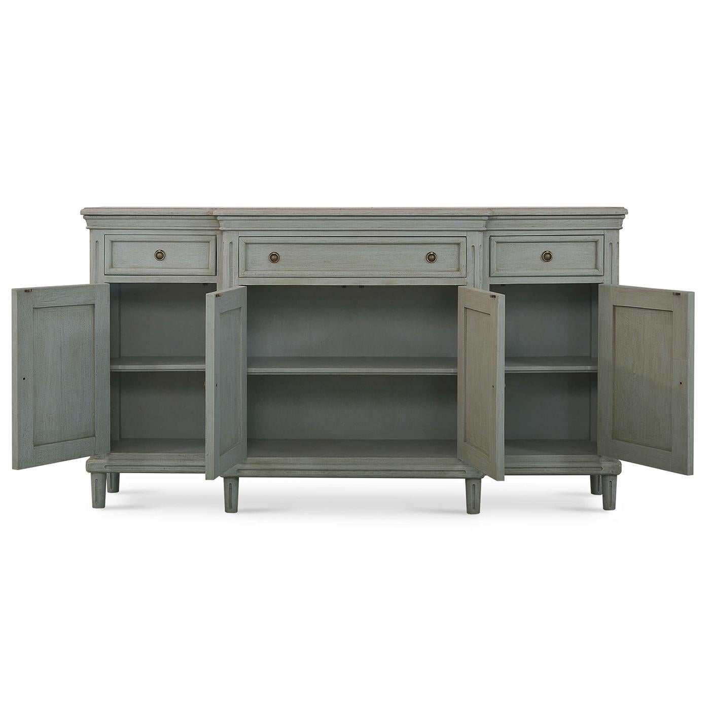 French Provincial Style Credenza - Charleston Grey In New Condition For Sale In Westwood, NJ