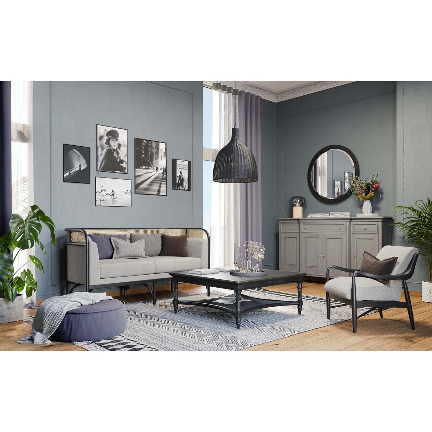 Contemporary French Provincial Style Credenza - Charleston Grey For Sale