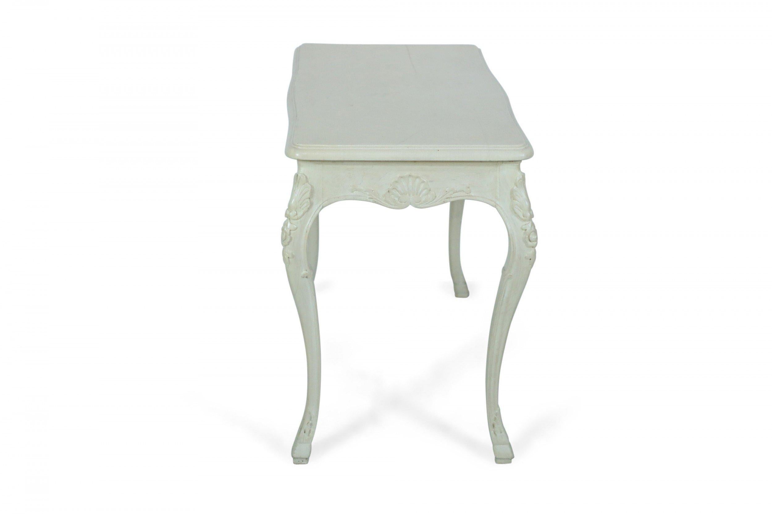 Hand-Carved French Provincial Style Beige Painted Foyer / Console Table For Sale