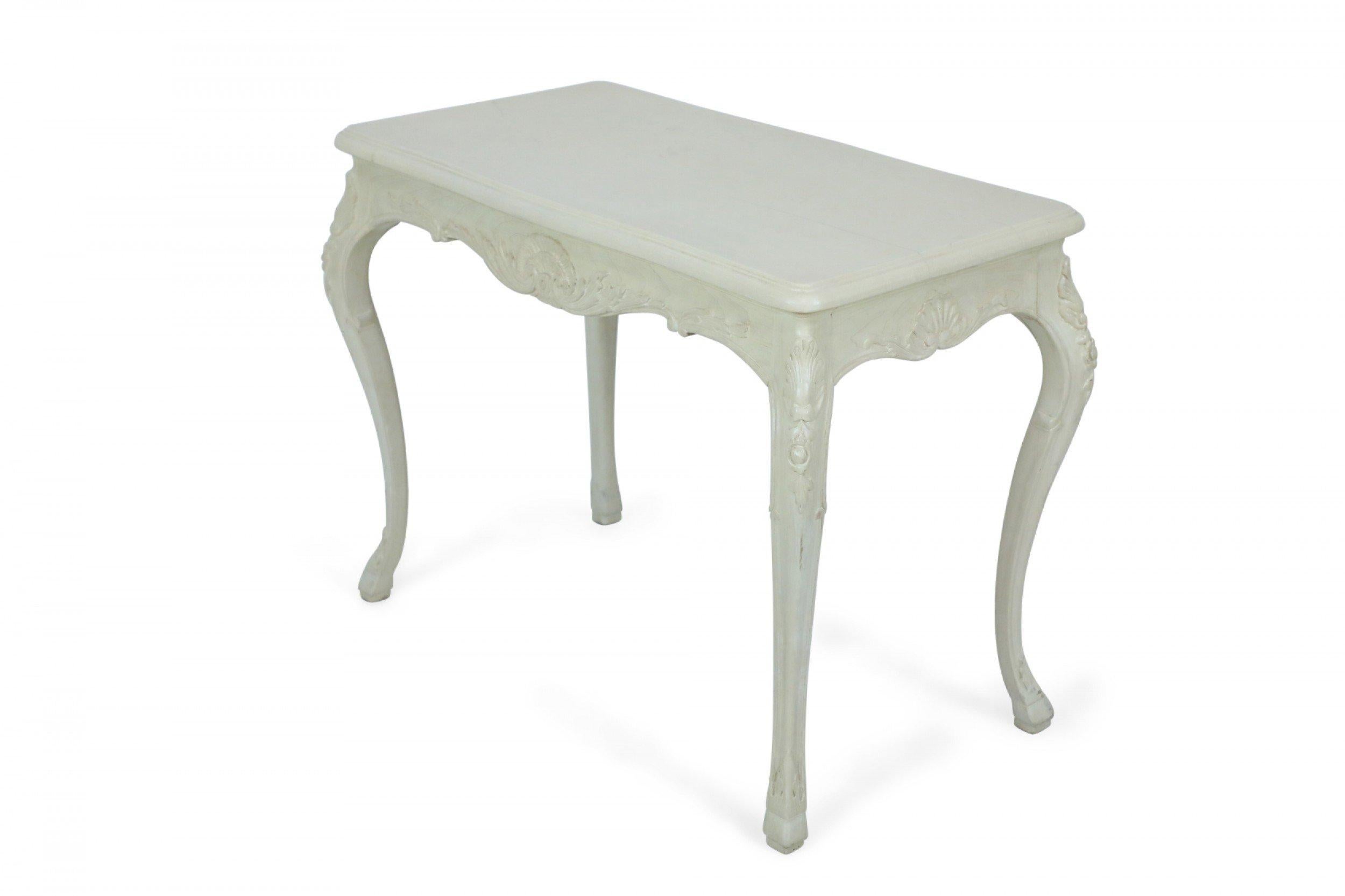 French Provincial Style Beige Painted Foyer / Console Table For Sale 2