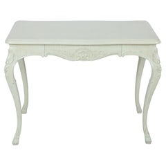 French Provincial Style Beige Painted Foyer / Console Table